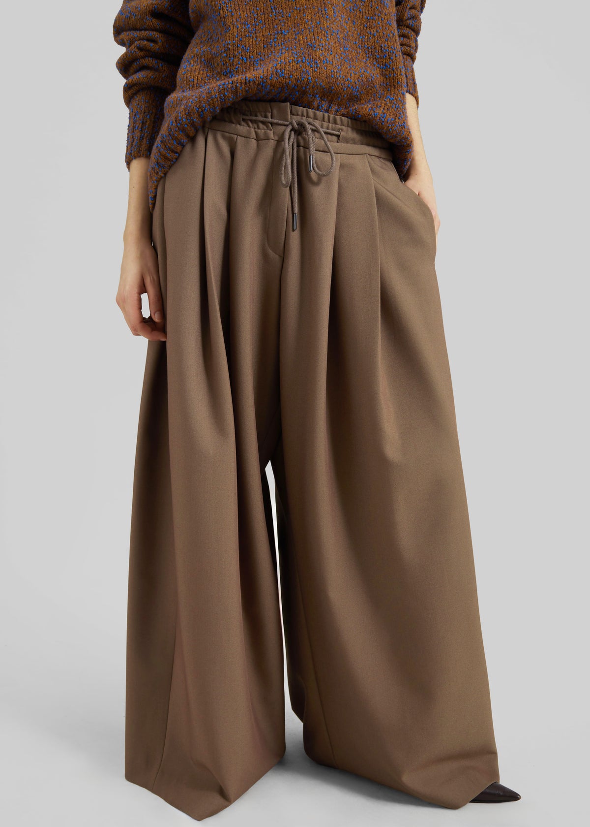 Corlen Pleated Wide Pants - Brown - 5