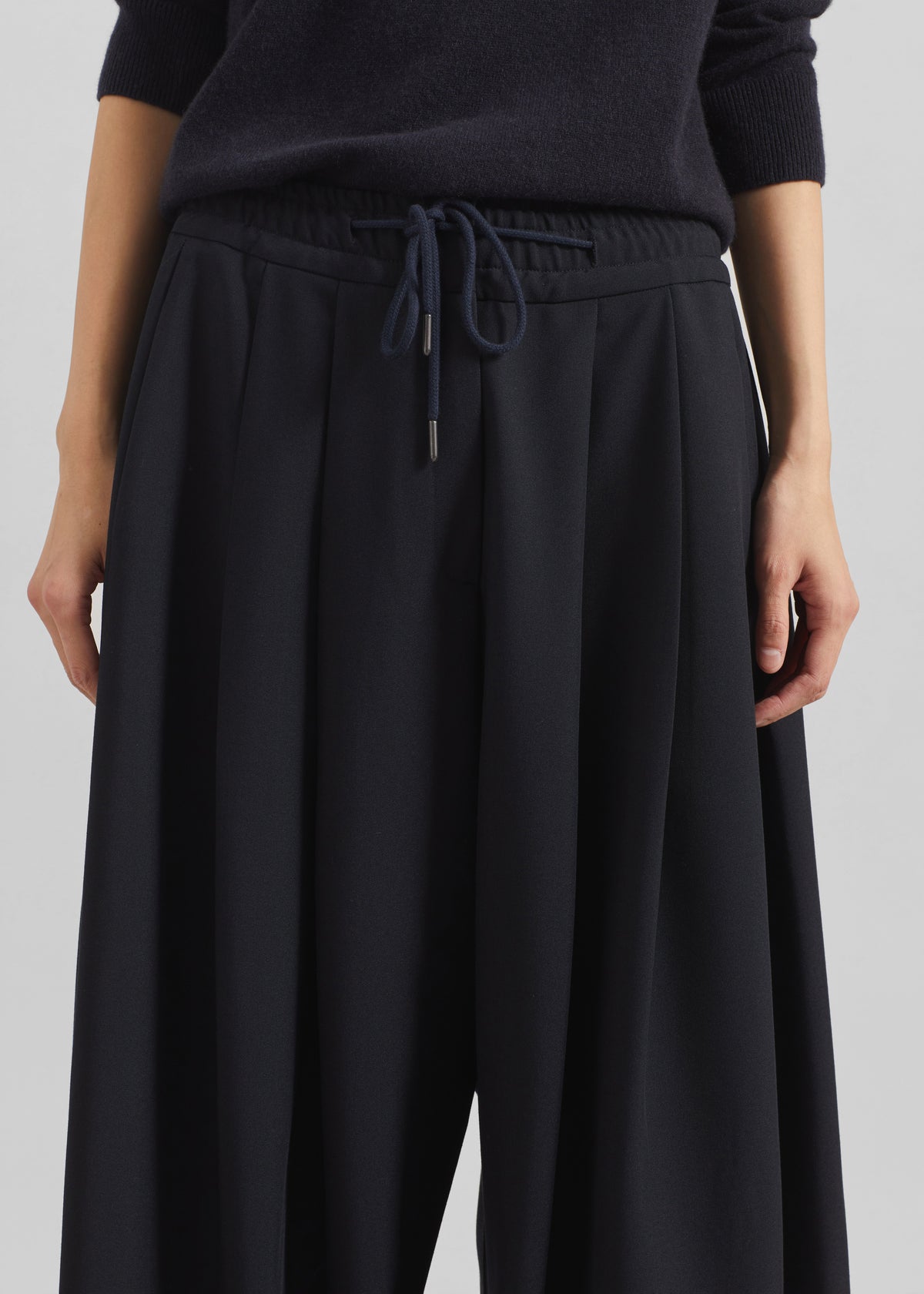 Corlen Pleated Wide Pants - Dark Navy - 6