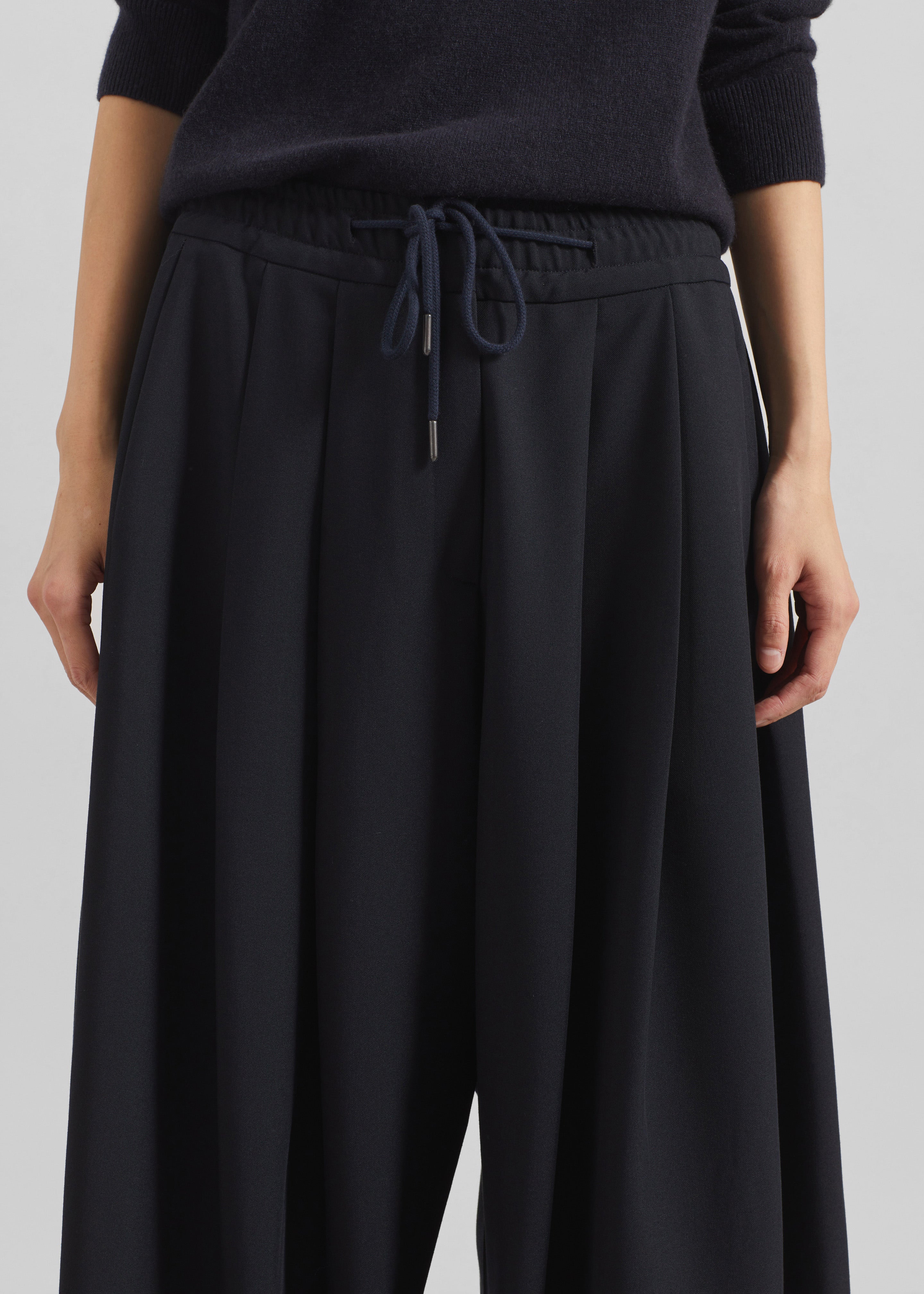 Corlen Pleated Wide Pants - Dark Navy - 6