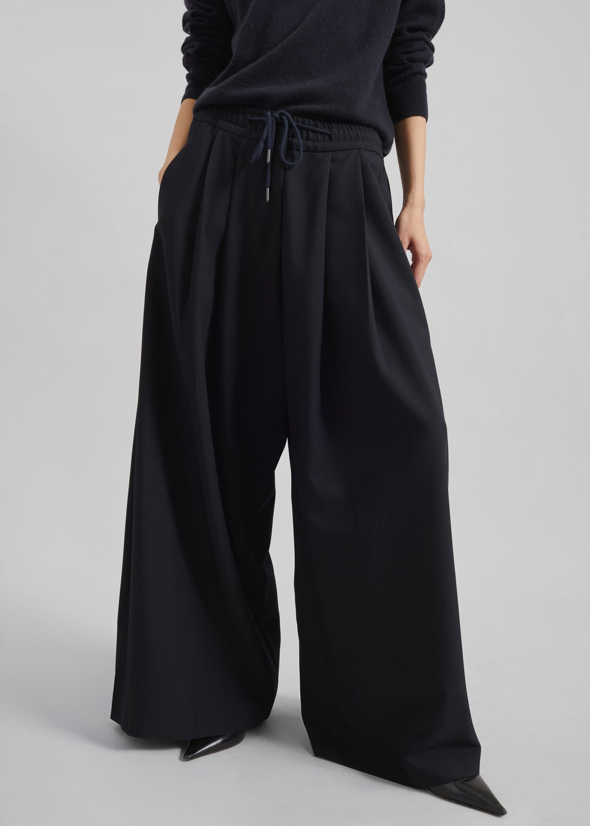 Corlen Pleated Wide Pants - Dark Navy - 5