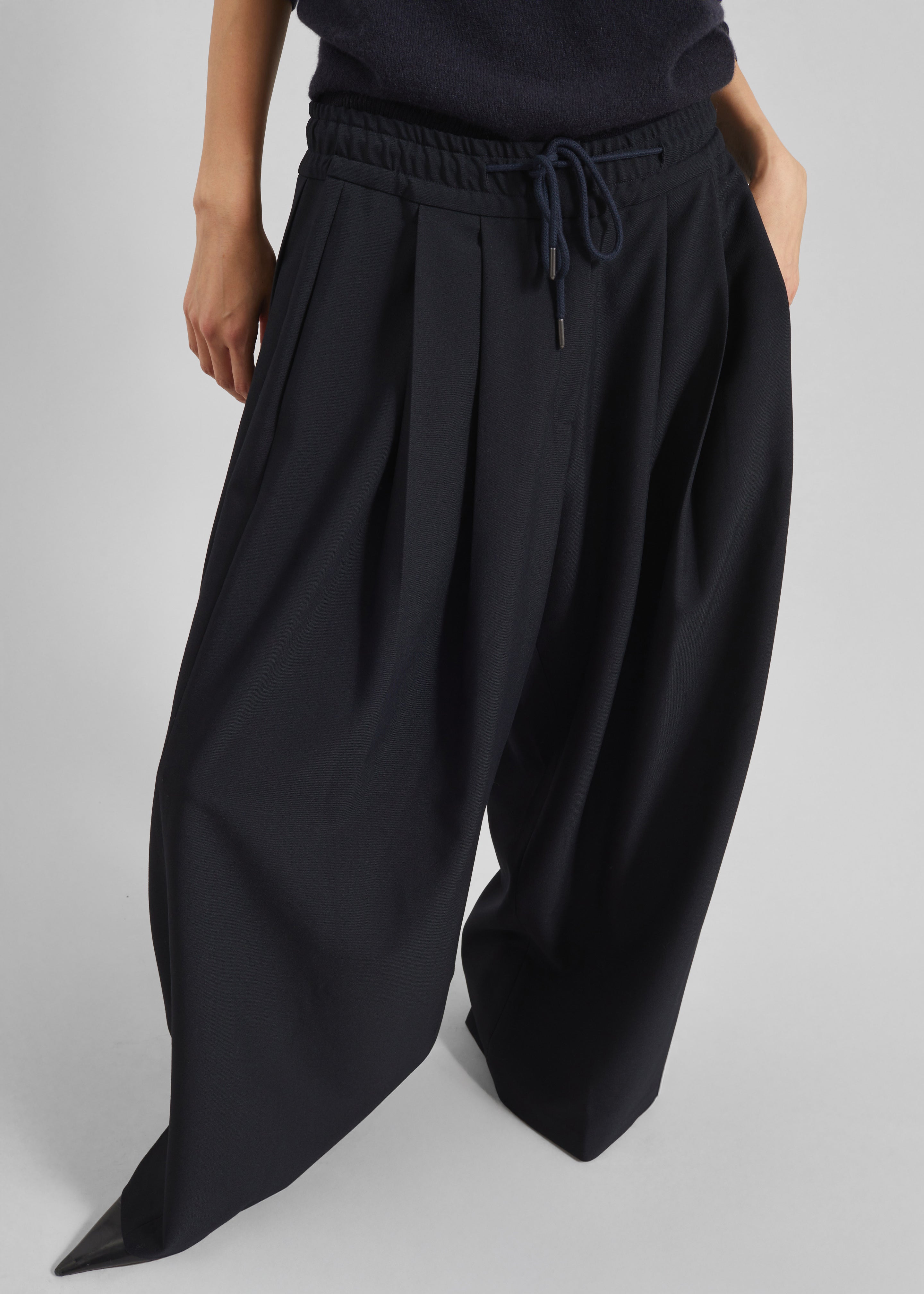 Corlen Pleated Wide Pants - Dark Navy – The Frankie Shop