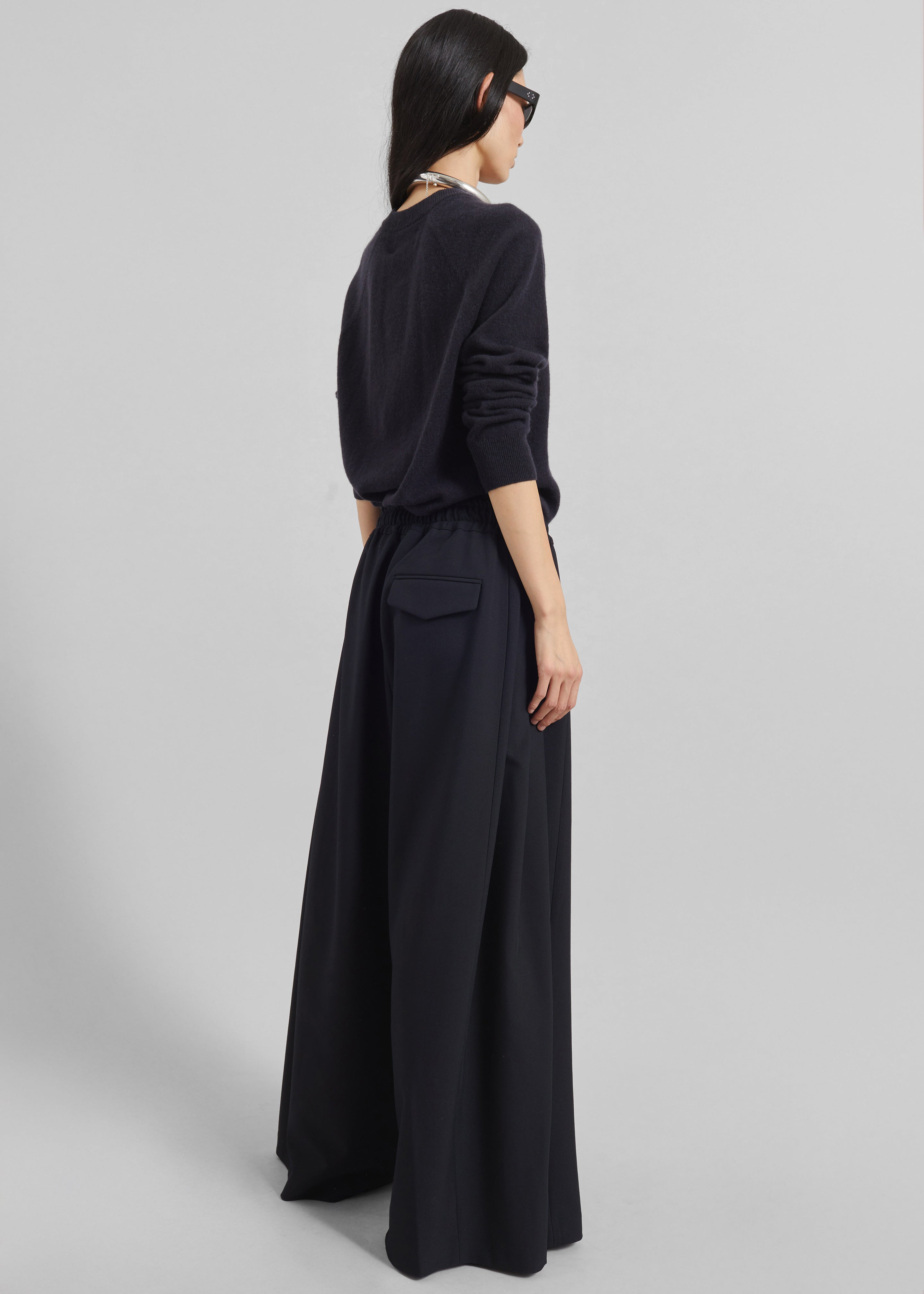 Corlen Pleated Wide Pants - Dark Navy - 8