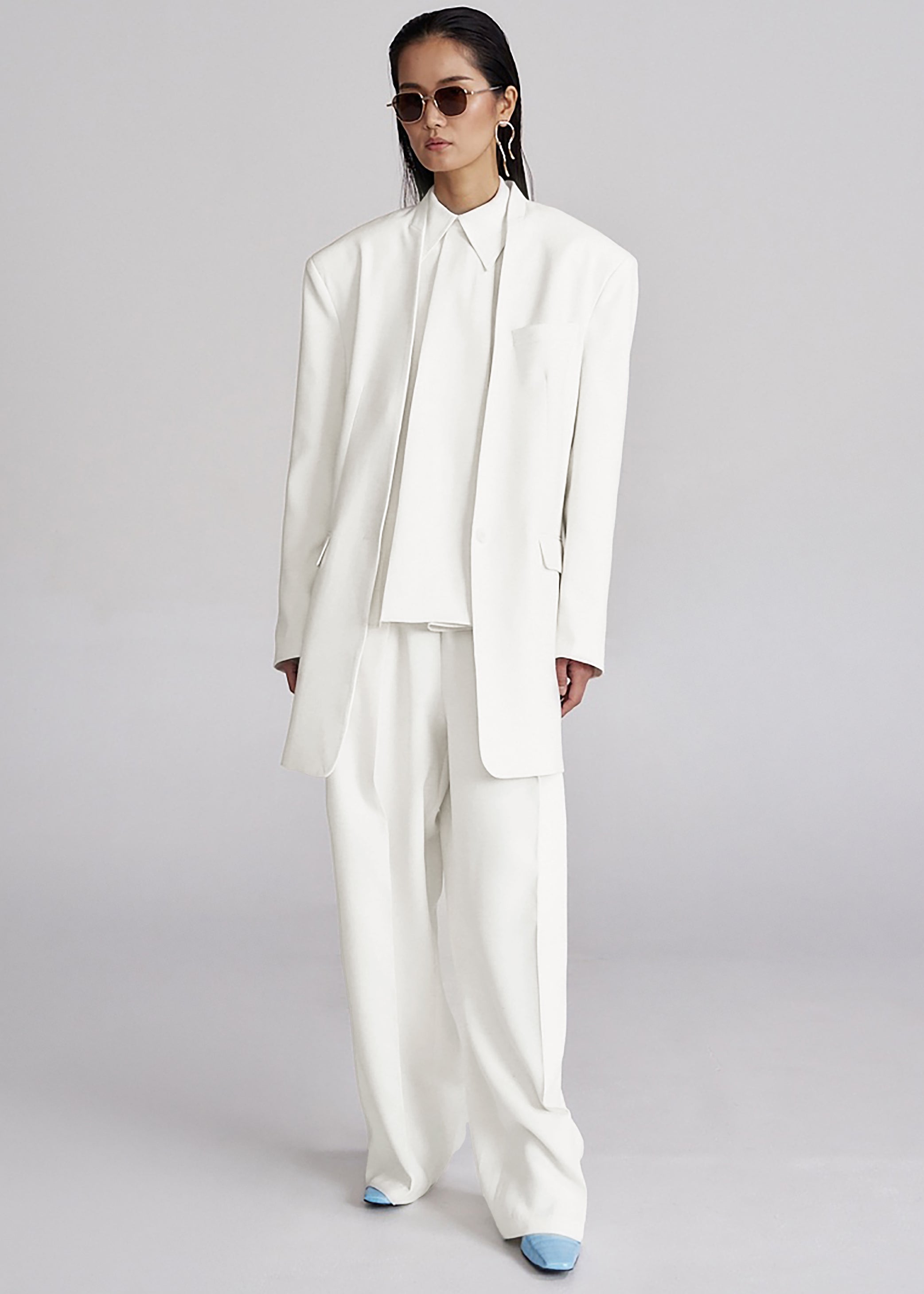 Shop the look image for Corsham Collarless Oversized Blazer - White