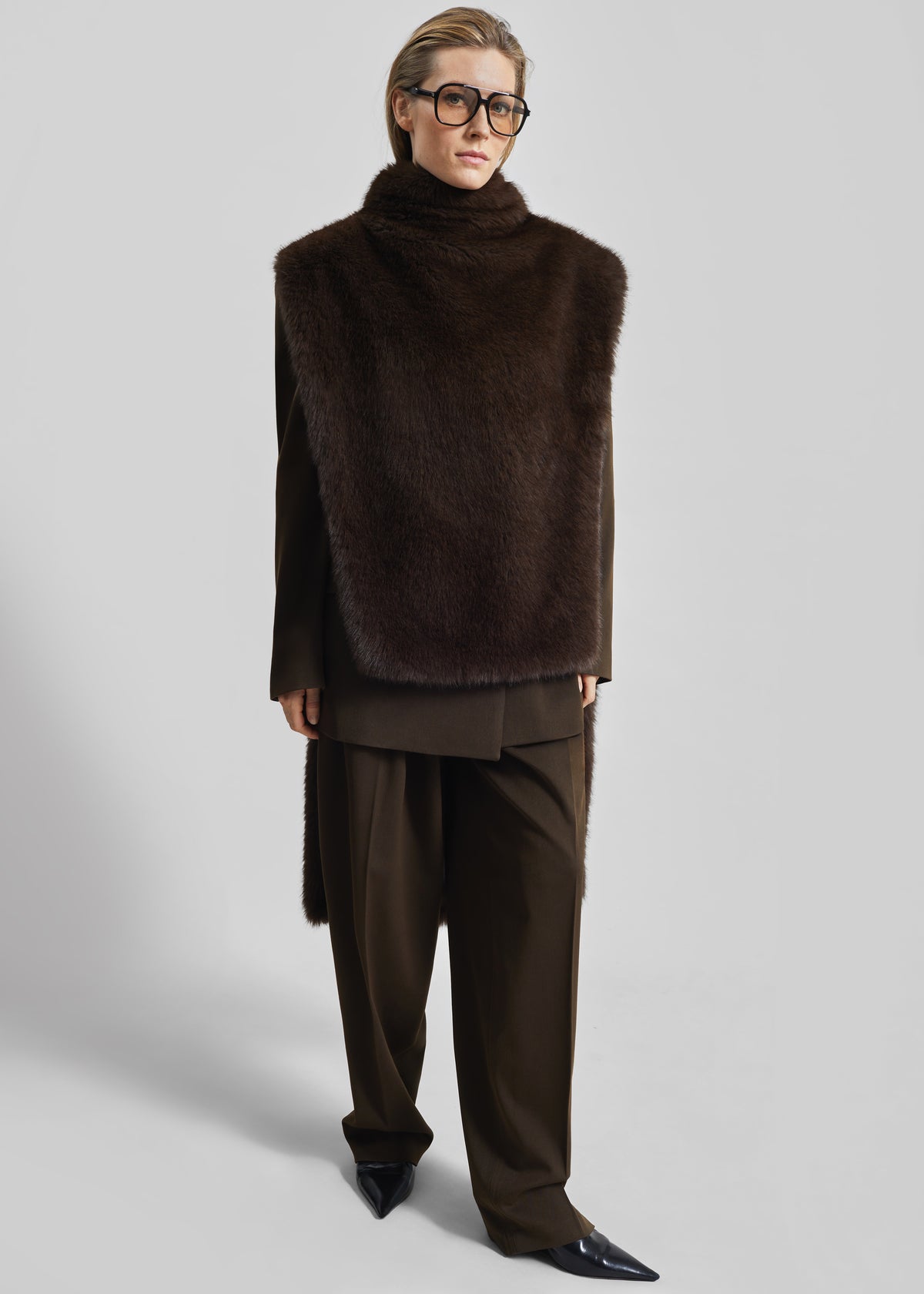 Corvara Faux Fur Vest - Brown - 8