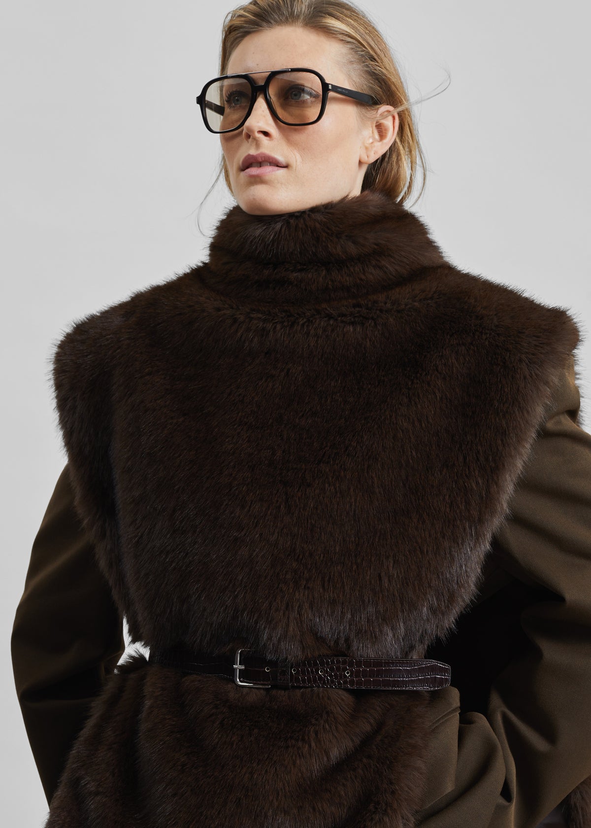 Corvara Faux Fur Vest - Brown - 4