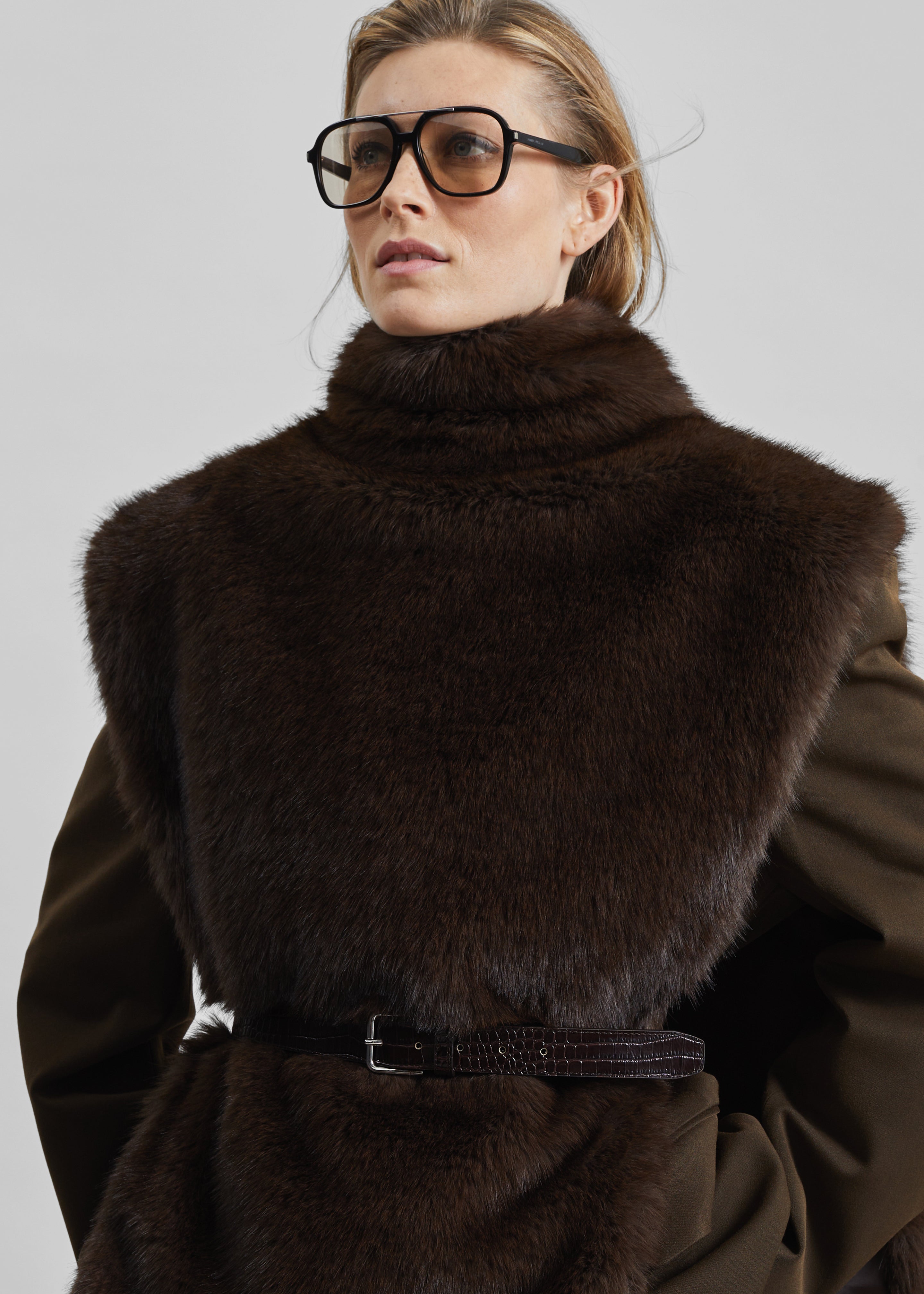 Corvara Faux Fur Vest - Brown - 4