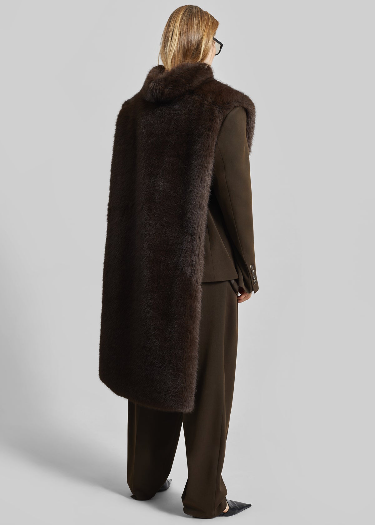 Corvara Faux Fur Vest - Brown - 11