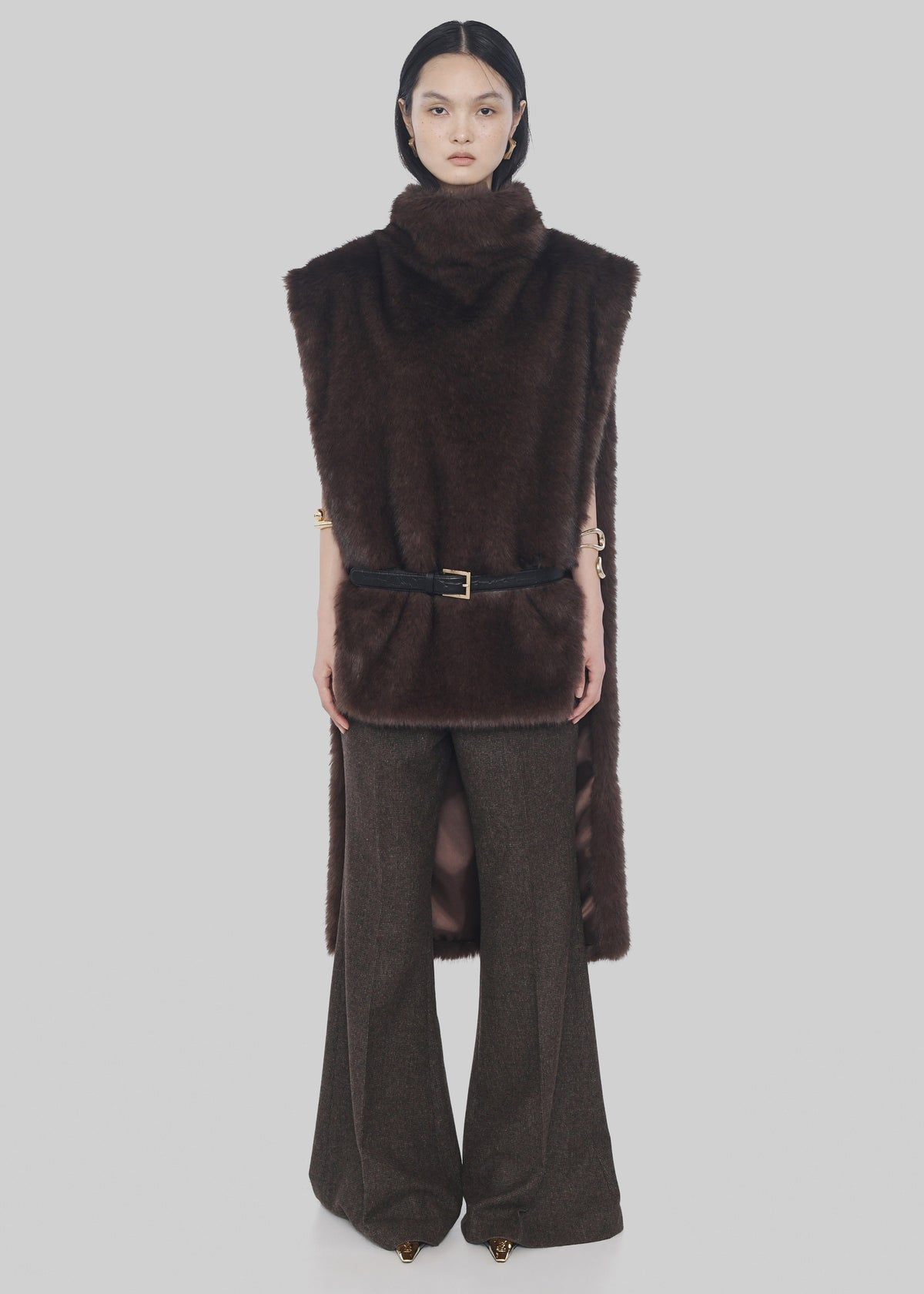 Corvara Faux Fur Vest - Brown - 10