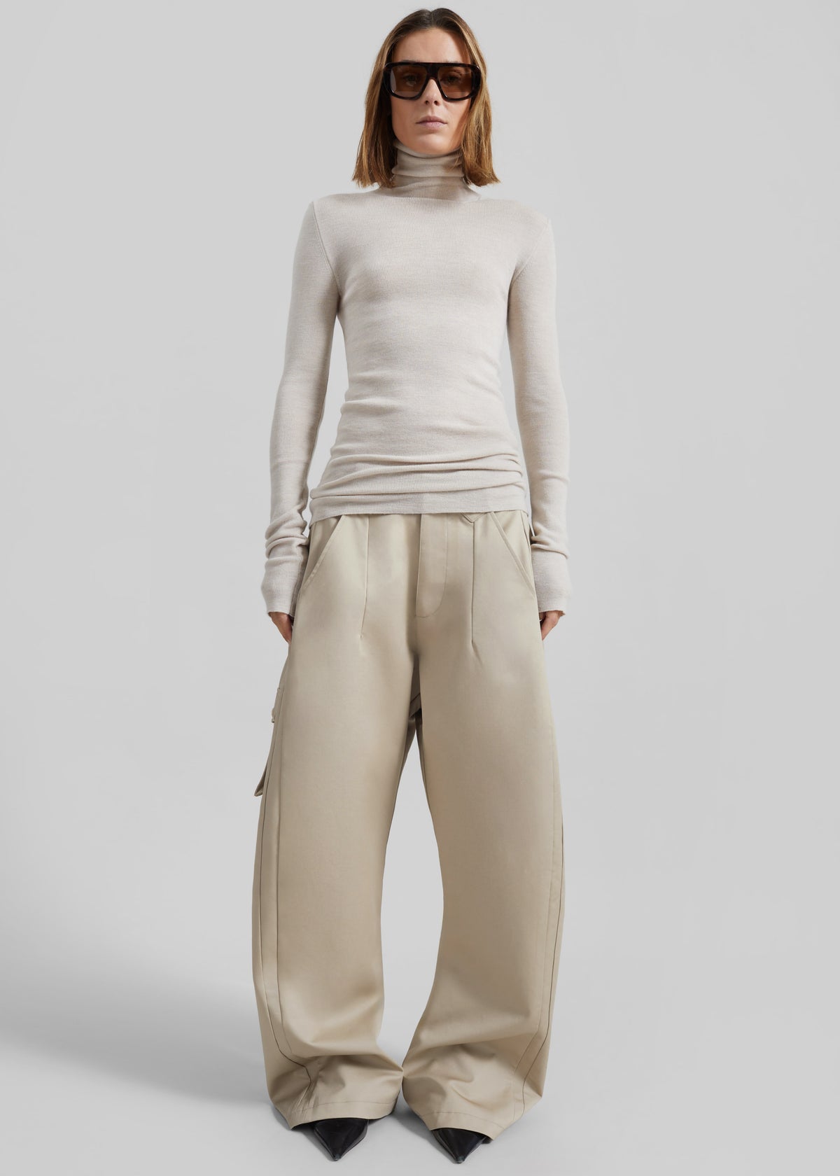 Covert Rib Slim Turtleneck - Beige - 3