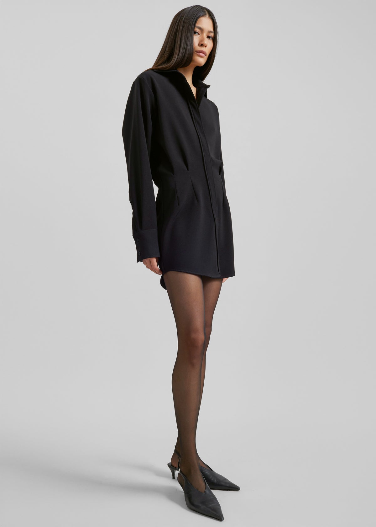 Covert Shirt Dress - Black - 5