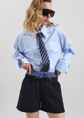 Cressy Double Waistband Shorts - Navy