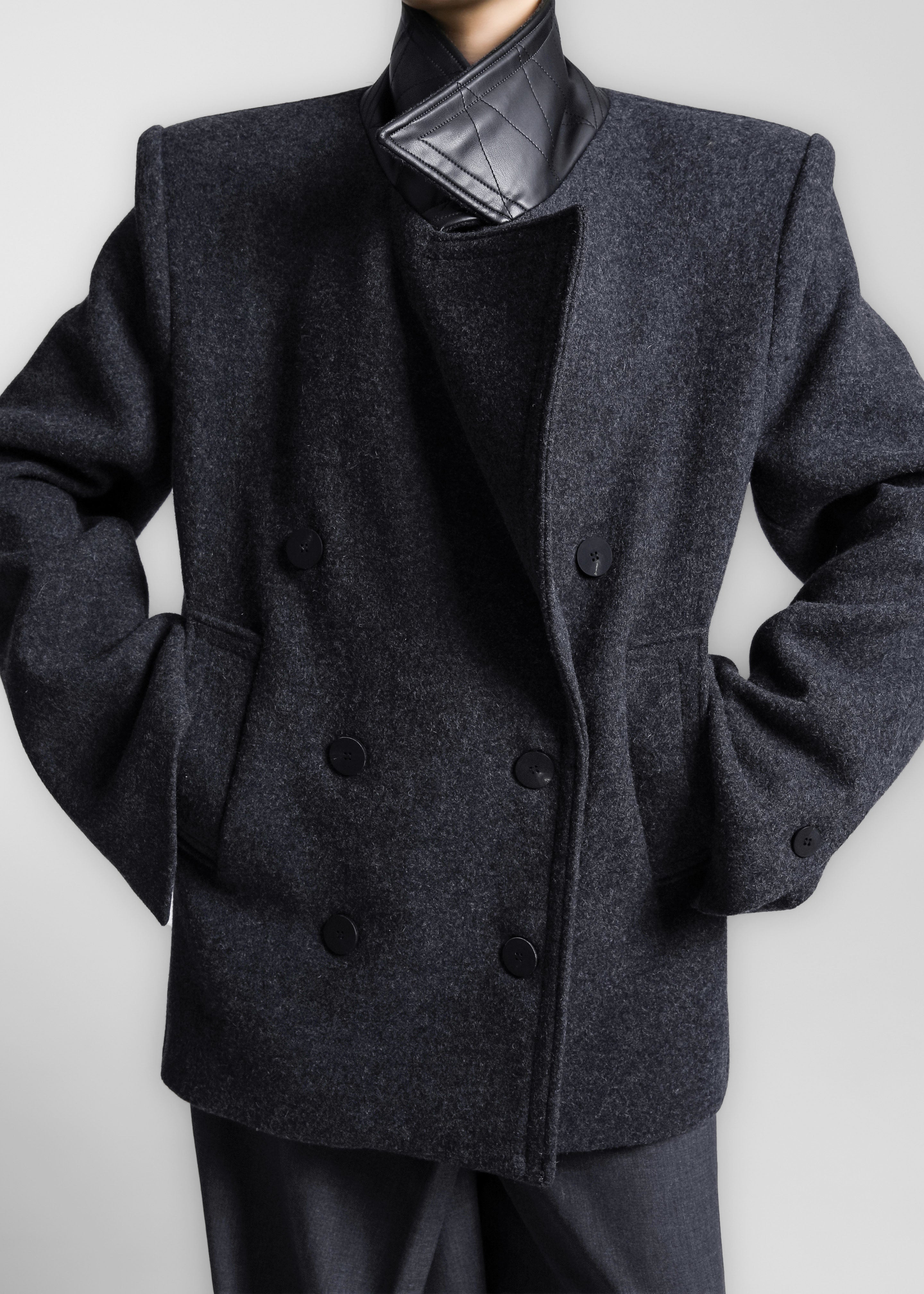 Creston Wool Peacoat - Charcoal - 9