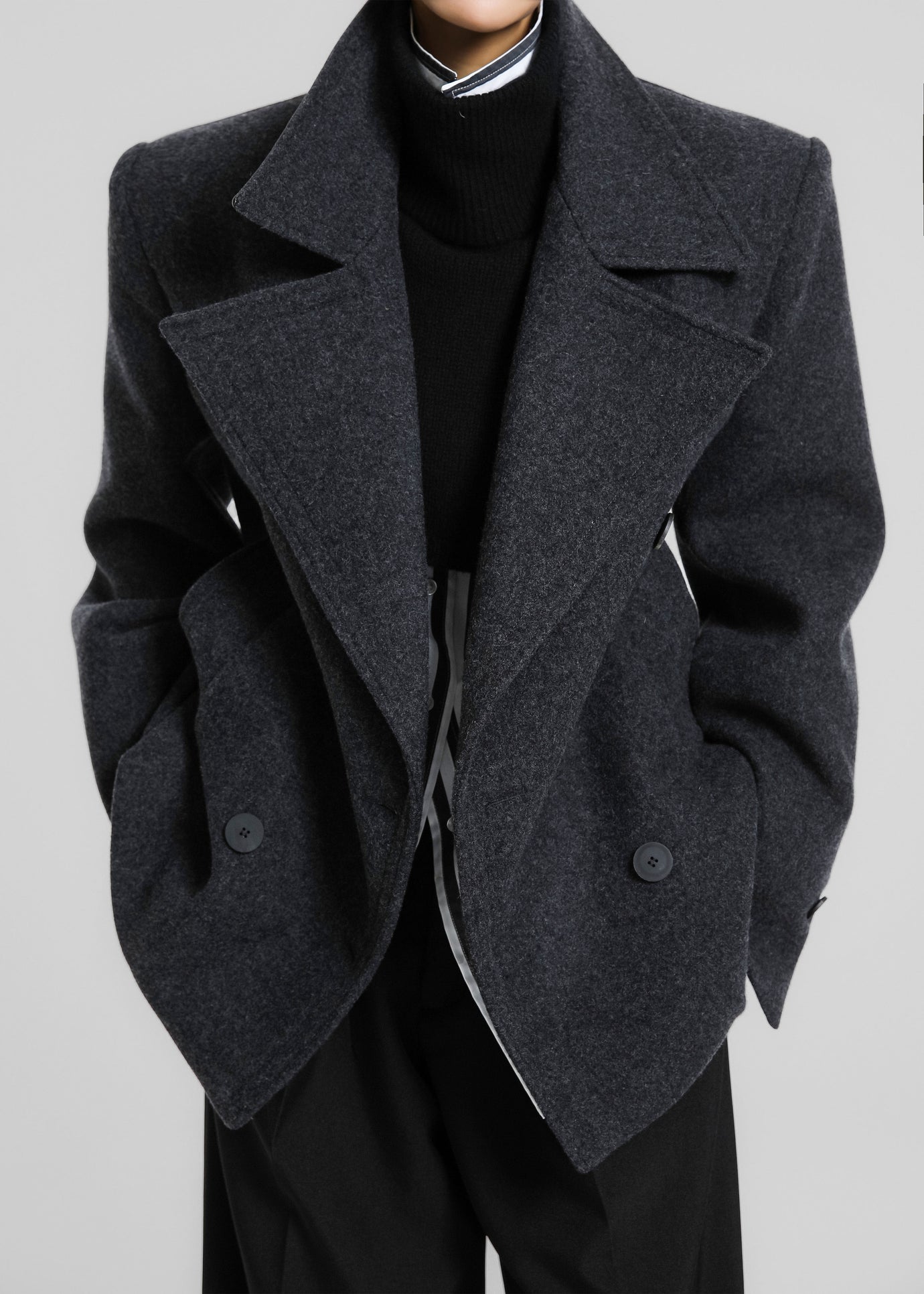 Creston Wool Peacoat - Charcoal - 1