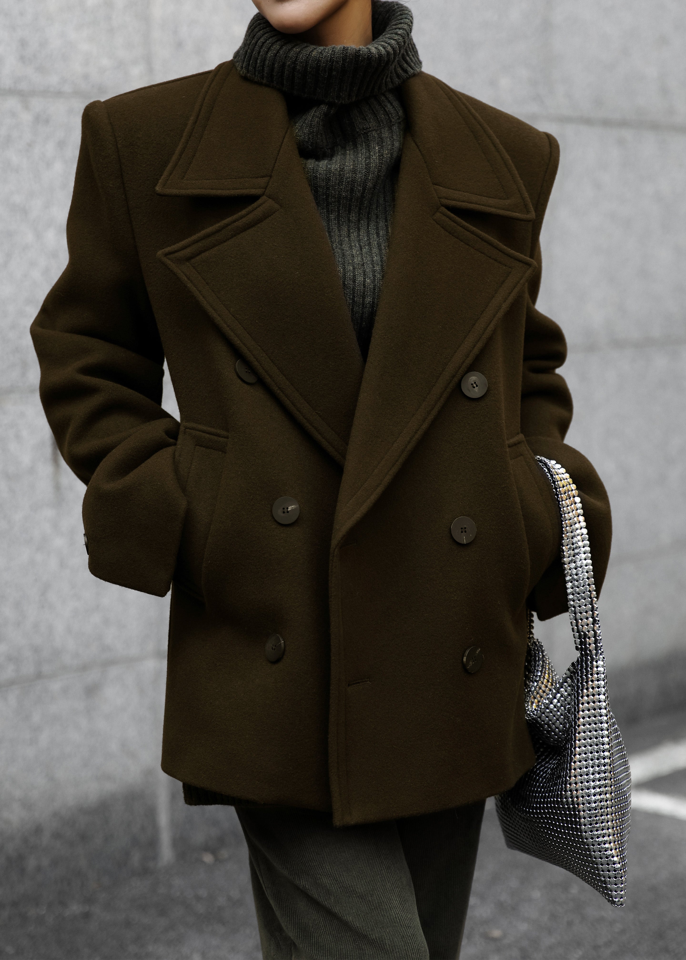 Creston Wool Peacoat - Khaki - 1