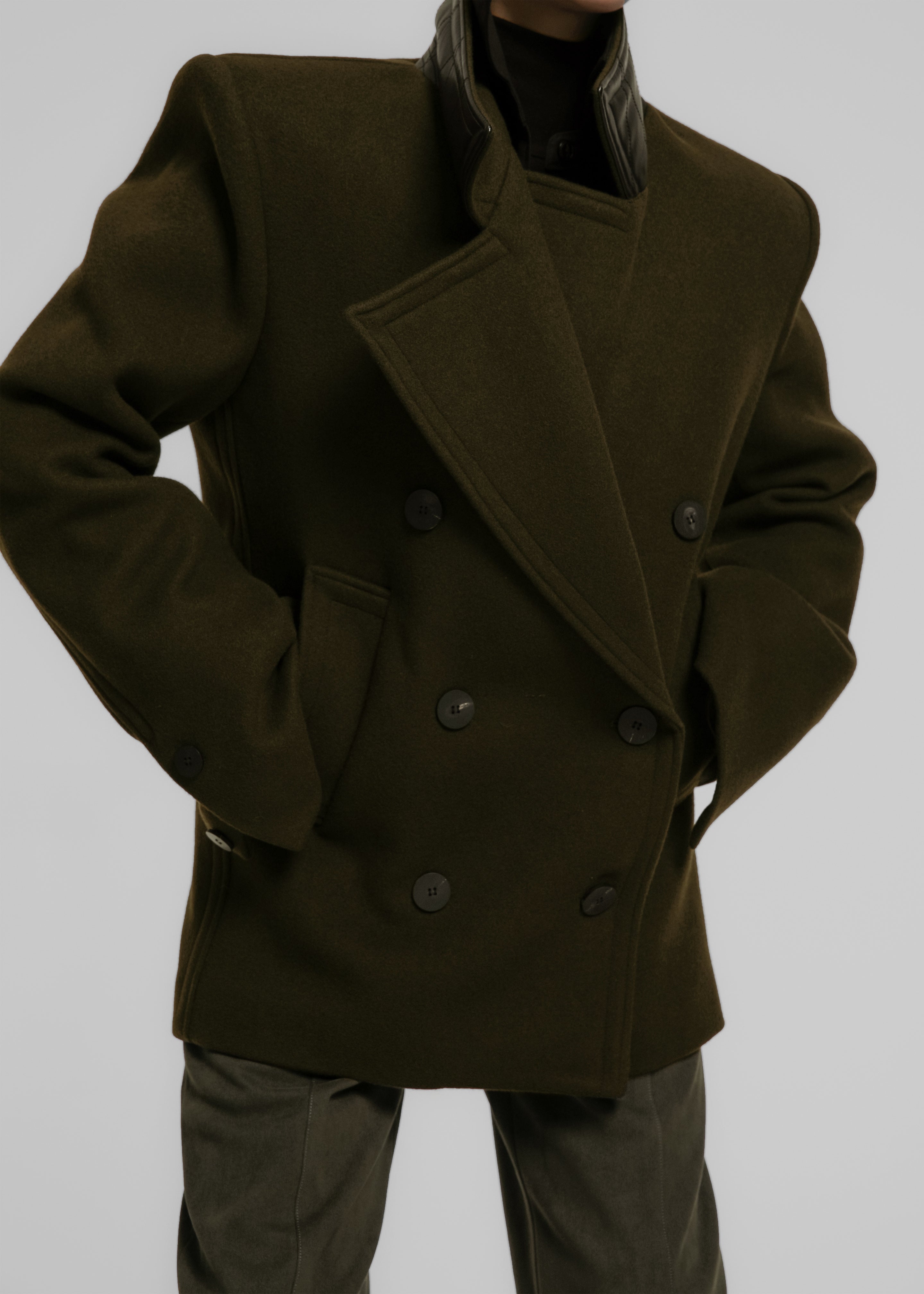 Creston Wool Peacoat - Khaki - 5