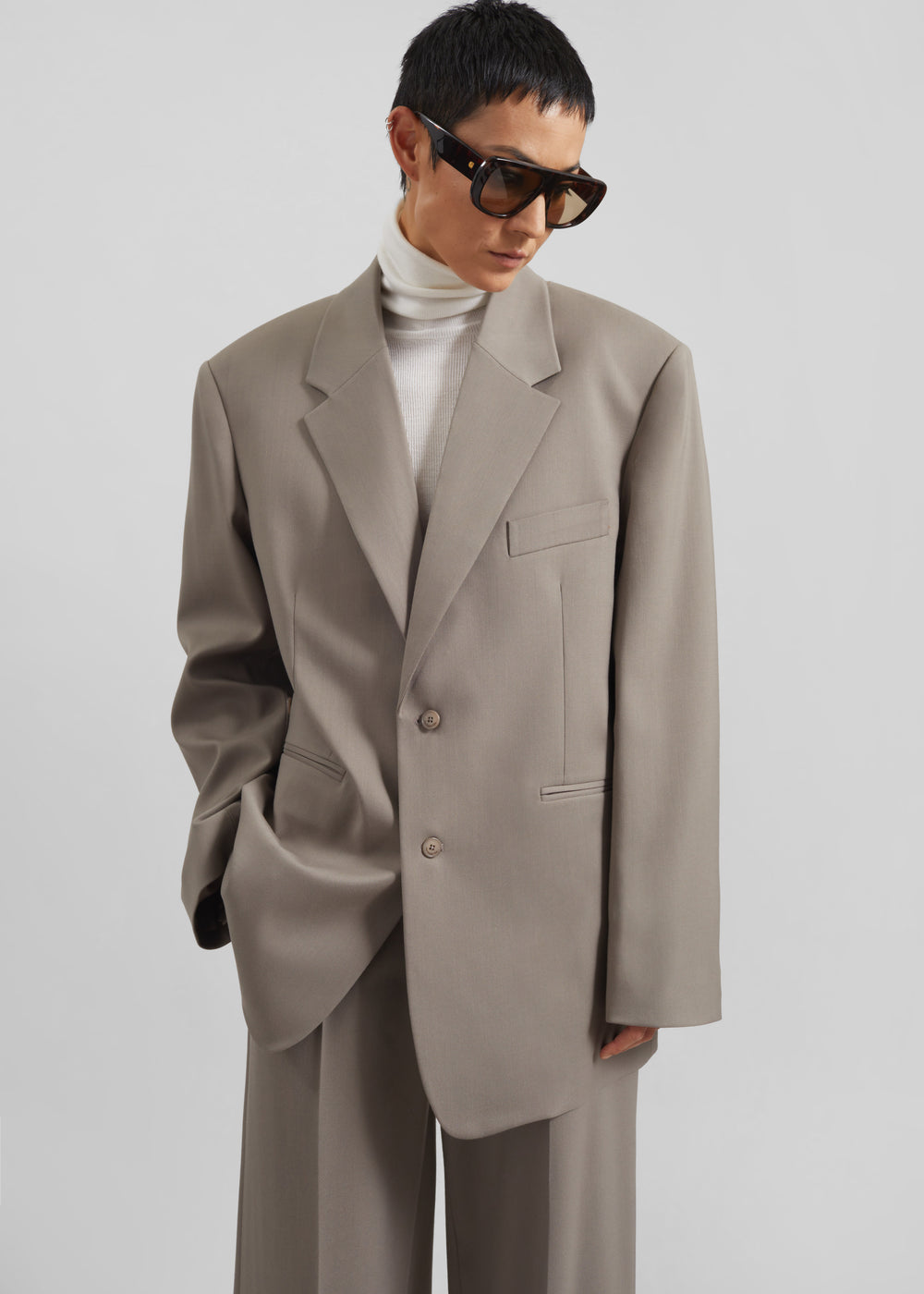 Crosby Wrap Blazer - Taupe - 1