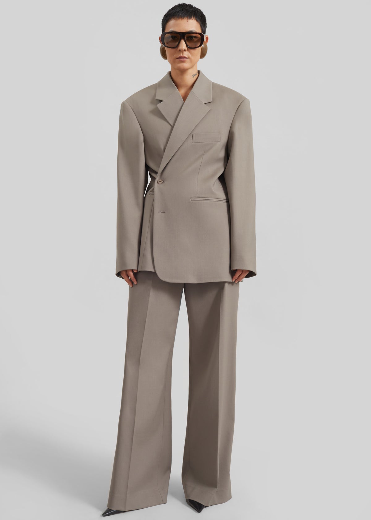 Crosby Wrap Blazer - Taupe - 3