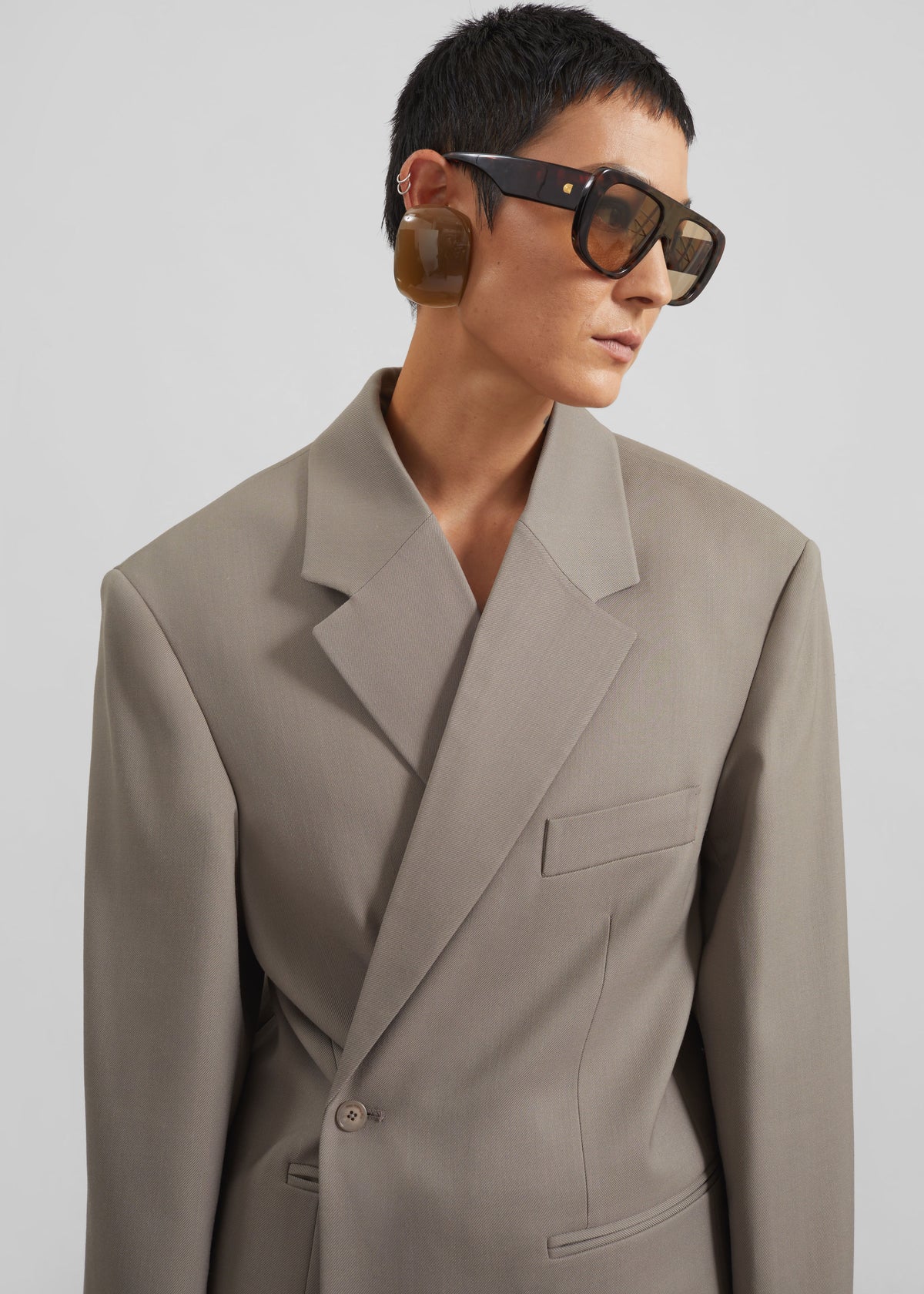Crosby Wrap Blazer - Taupe - 4
