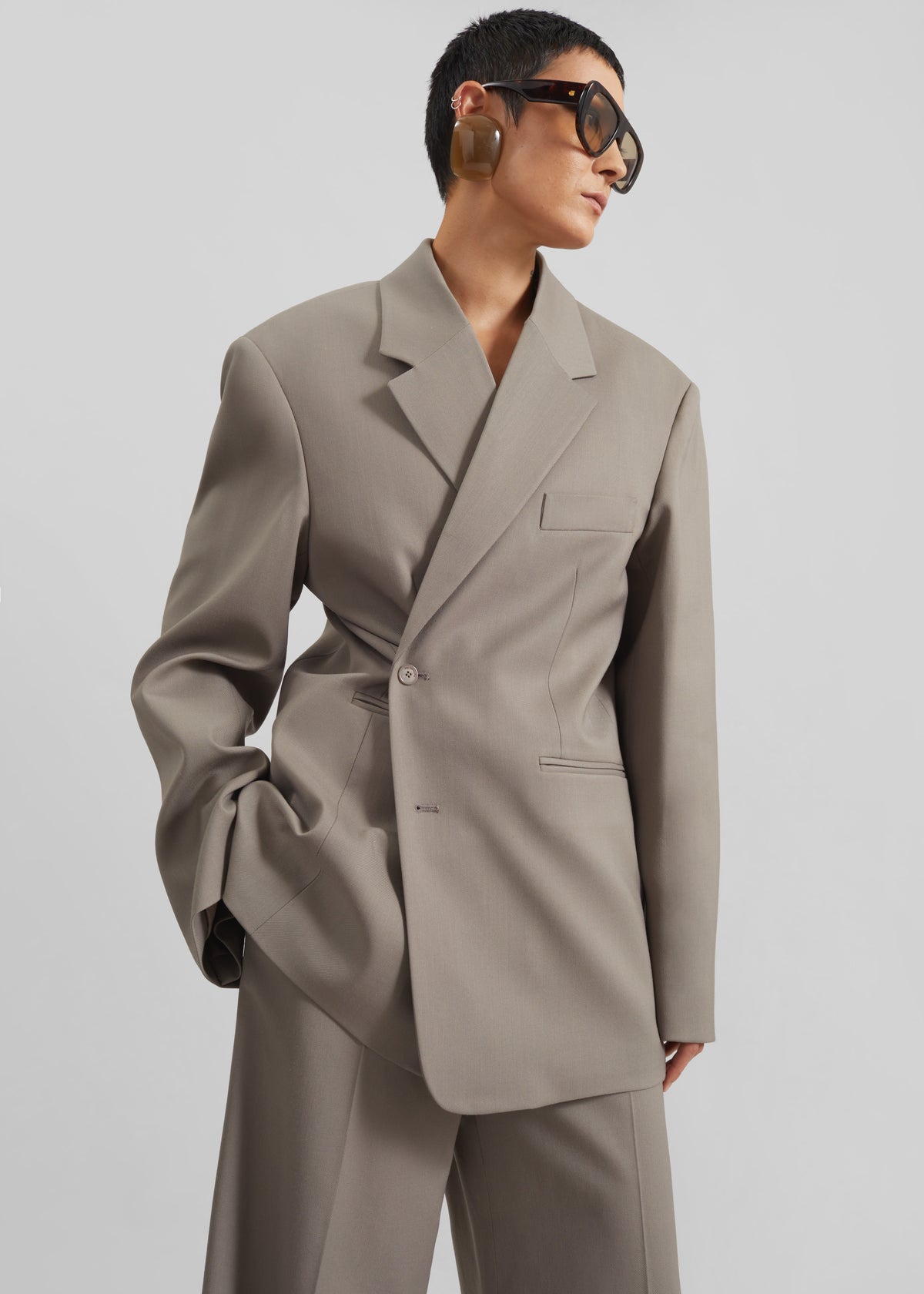 Crosby Wrap Blazer - Taupe - 5