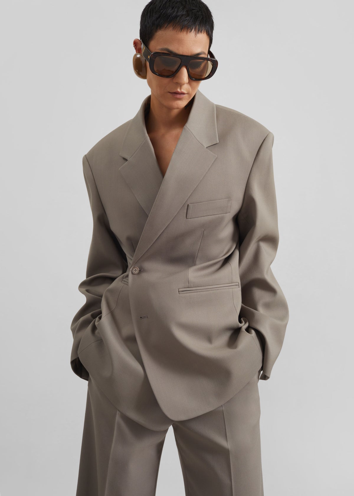 Crosby Wrap Blazer - Taupe - 1