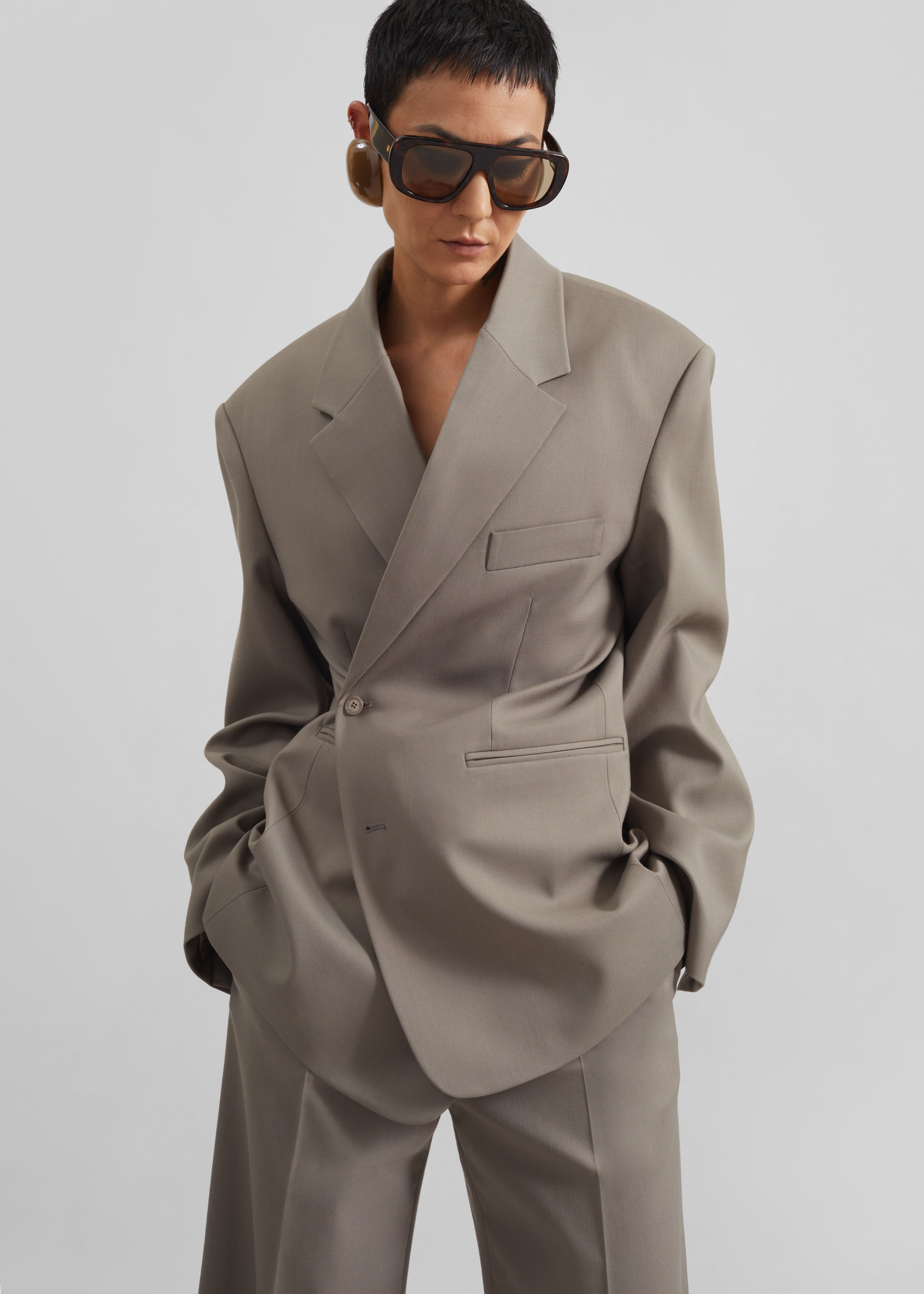 Crosby Wrap Blazer - Taupe - 1