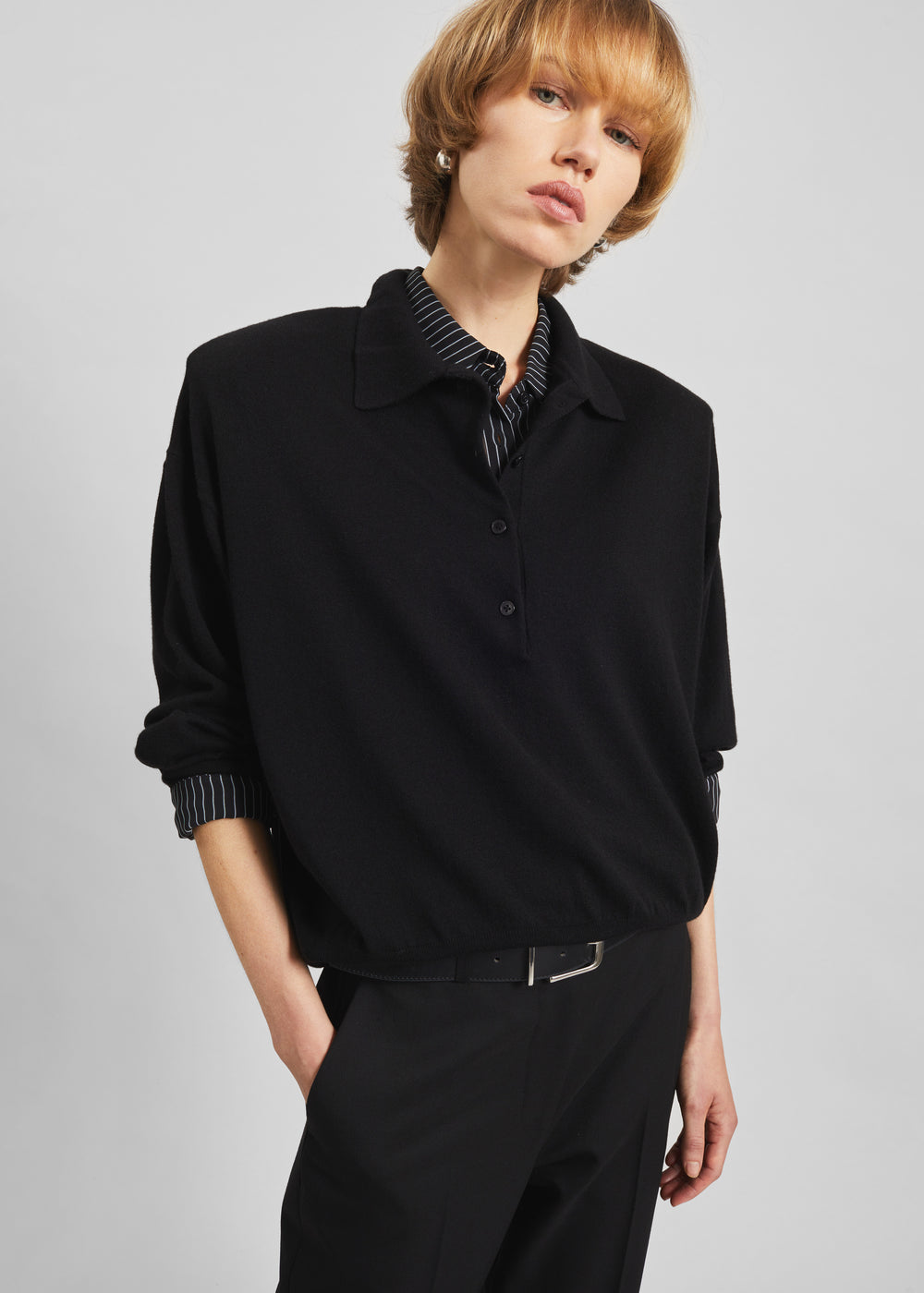 Croydon Padded Knit Polo - Black