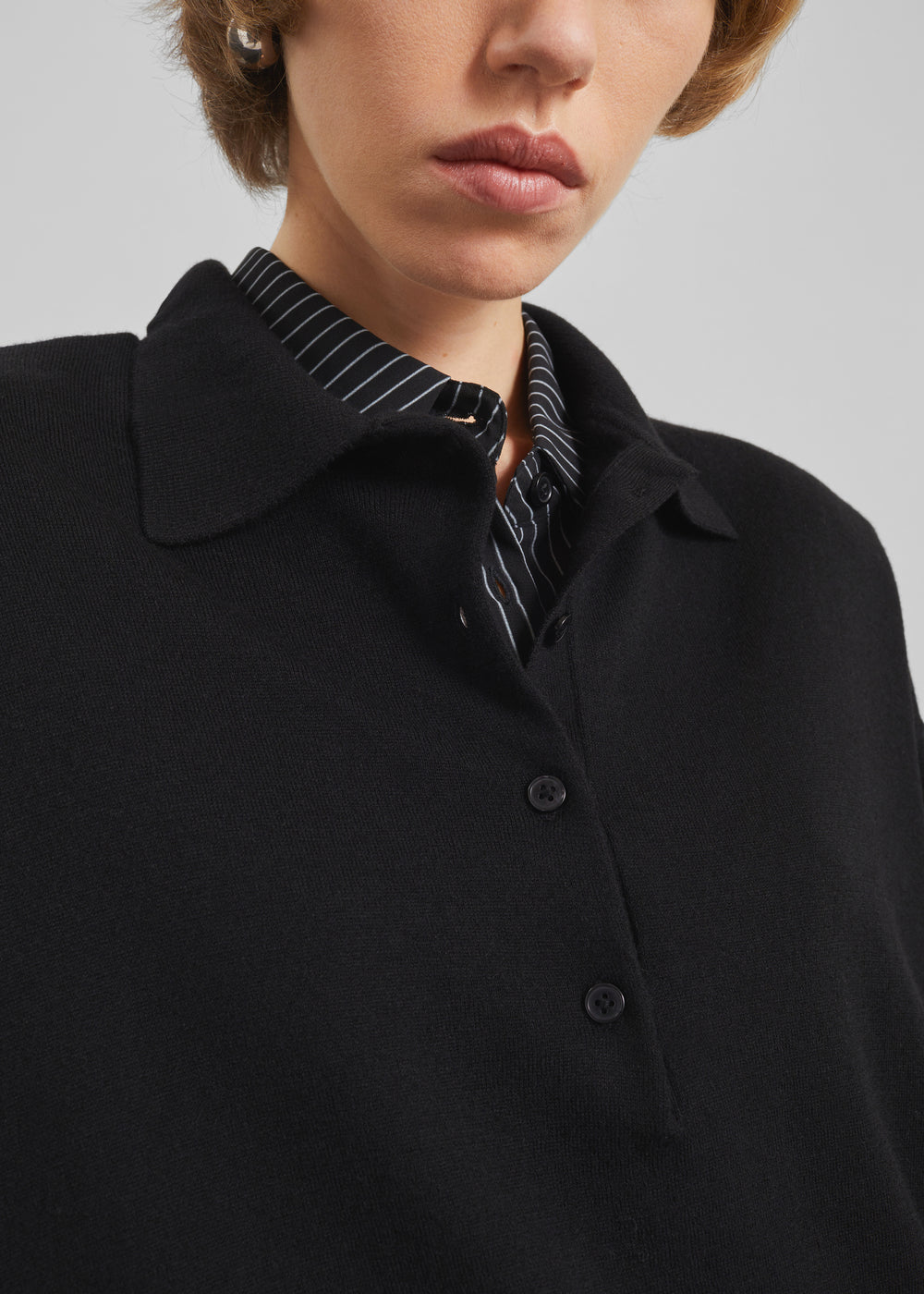 Croydon Padded Knit Polo - Black - 1