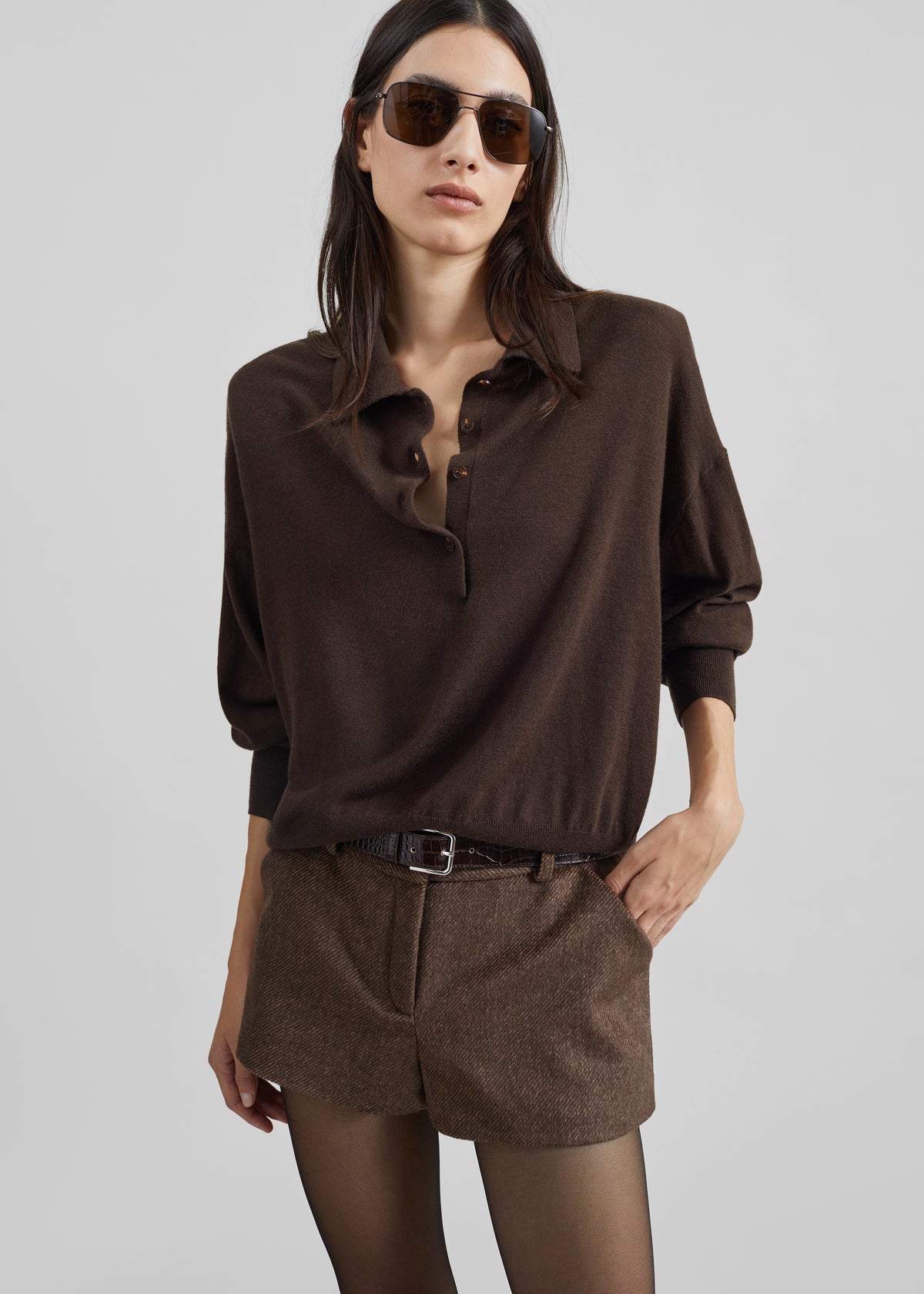 Croydon Padded Knit Polo - Brown