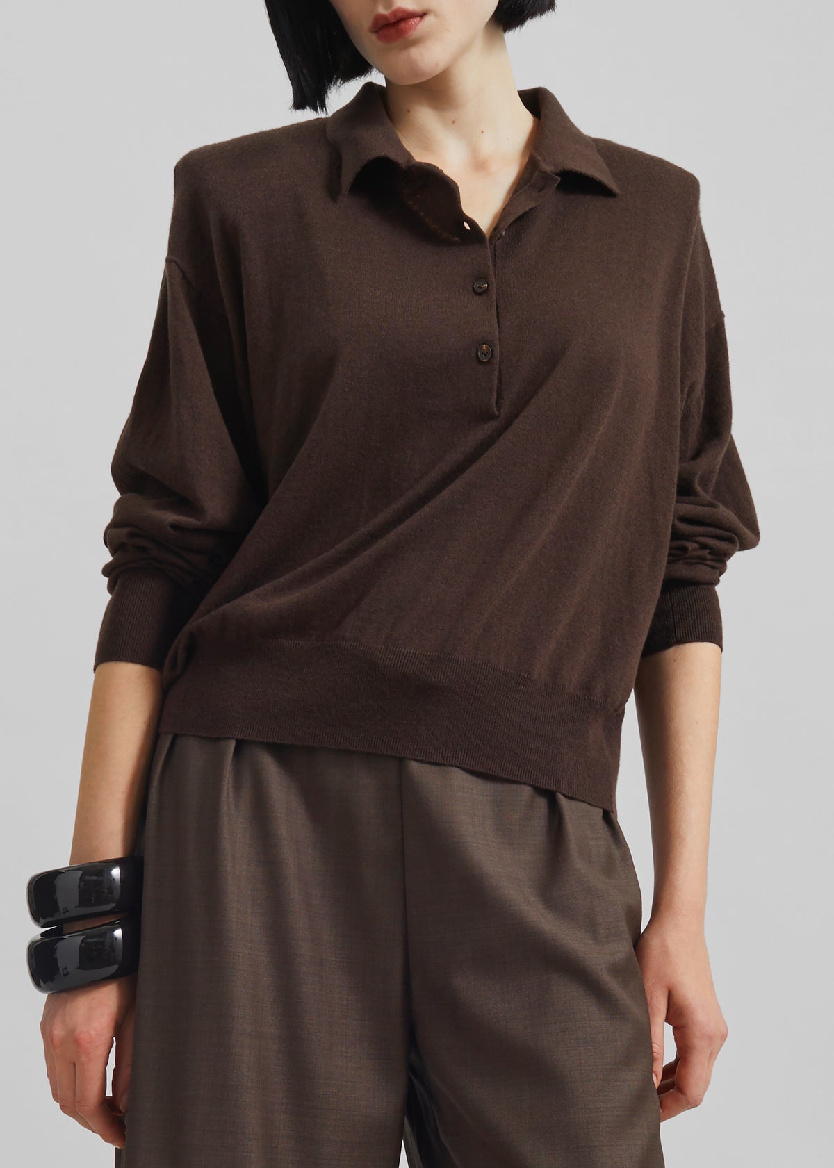 Croydon Padded Knit Polo - Brown - 4