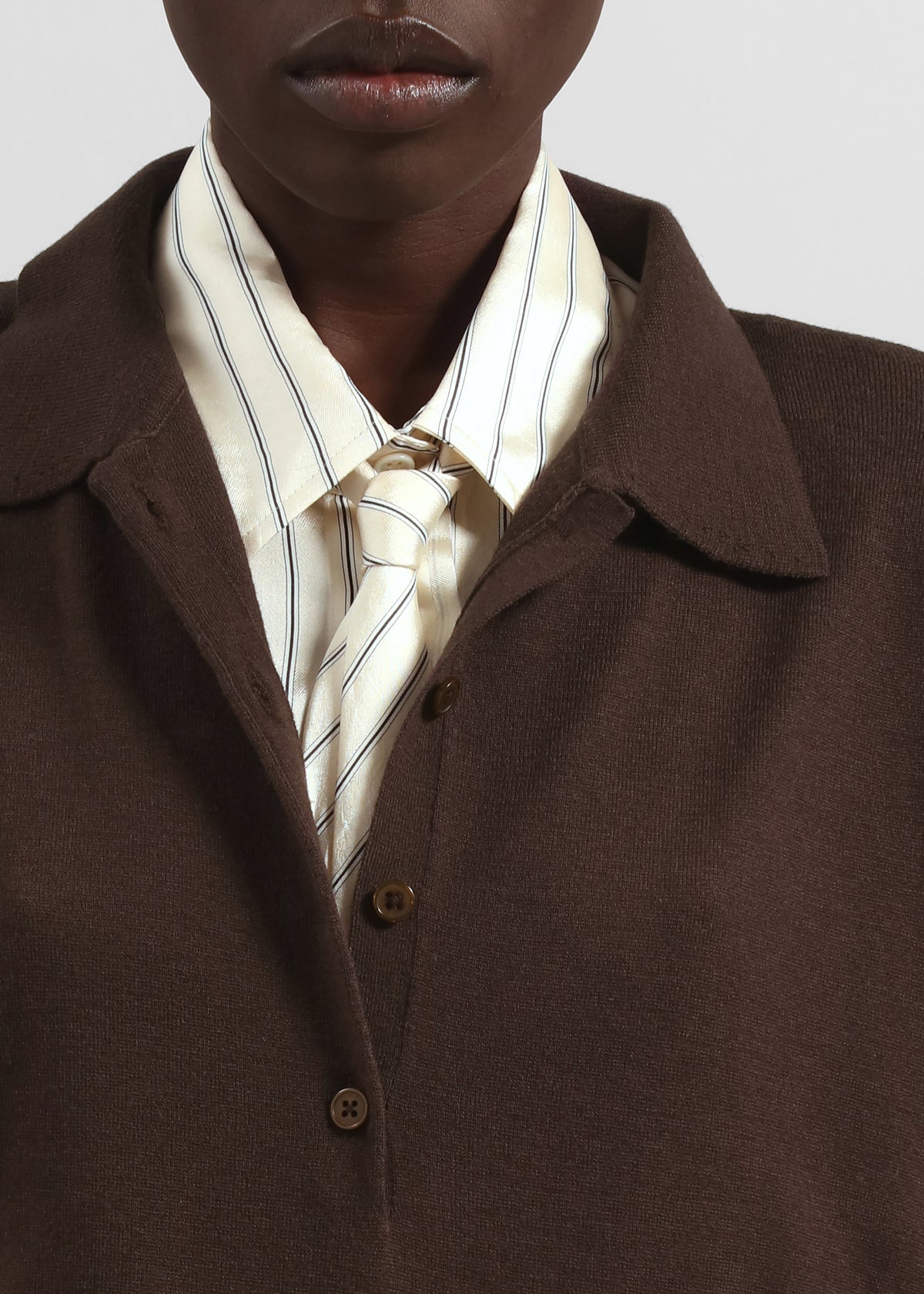 Croydon Padded Knit Polo - Brown The Frankie Shop Croydon Padded Knit Polo - Brown The Frankie Shop