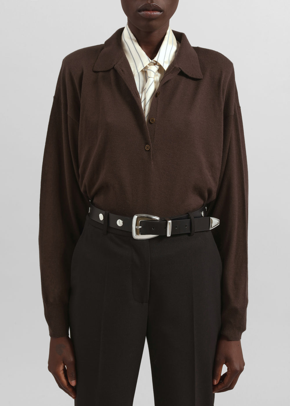 Croydon Padded Knit Polo - Brown - 1