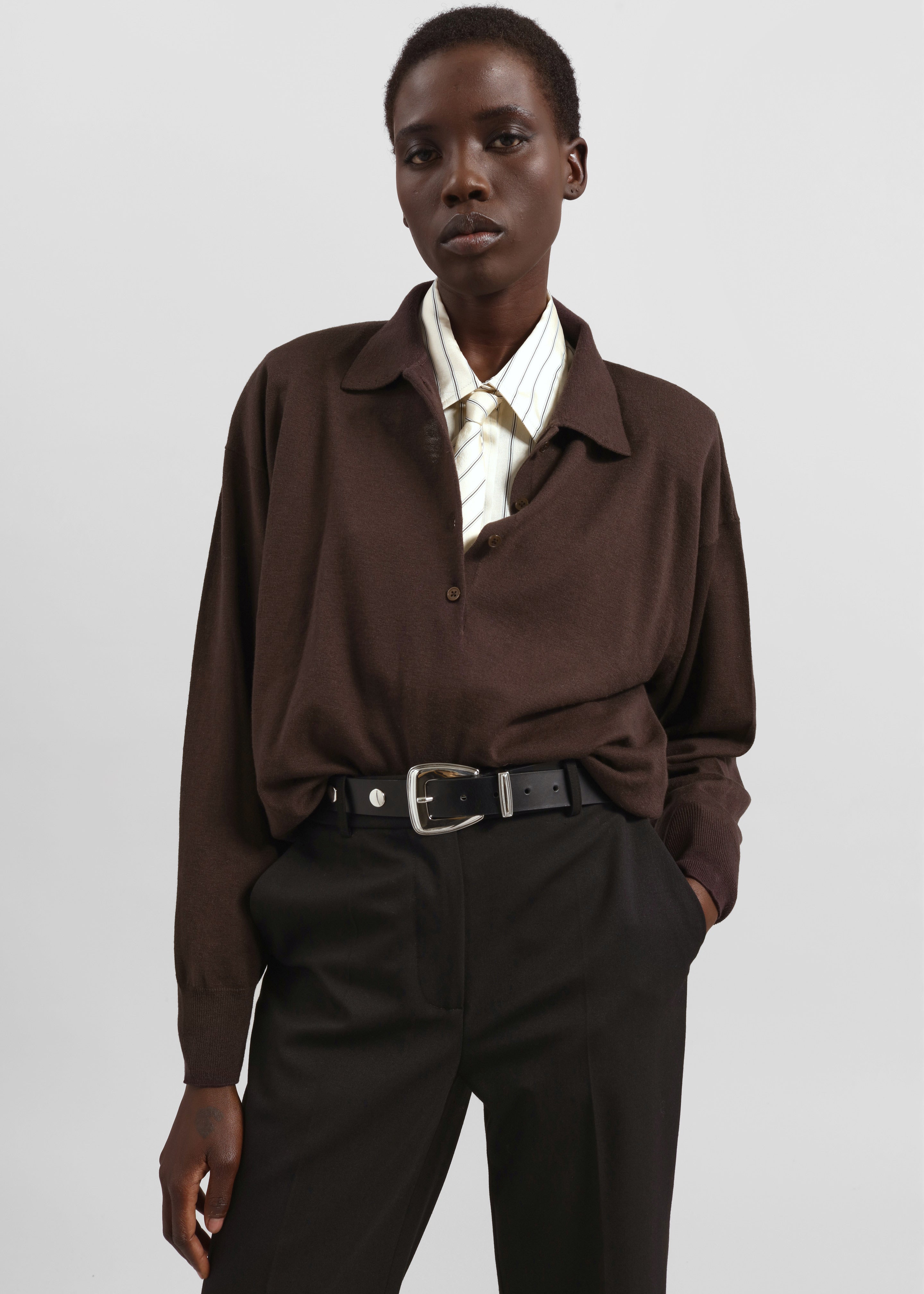 Croydon Padded Knit Polo - Brown - 1