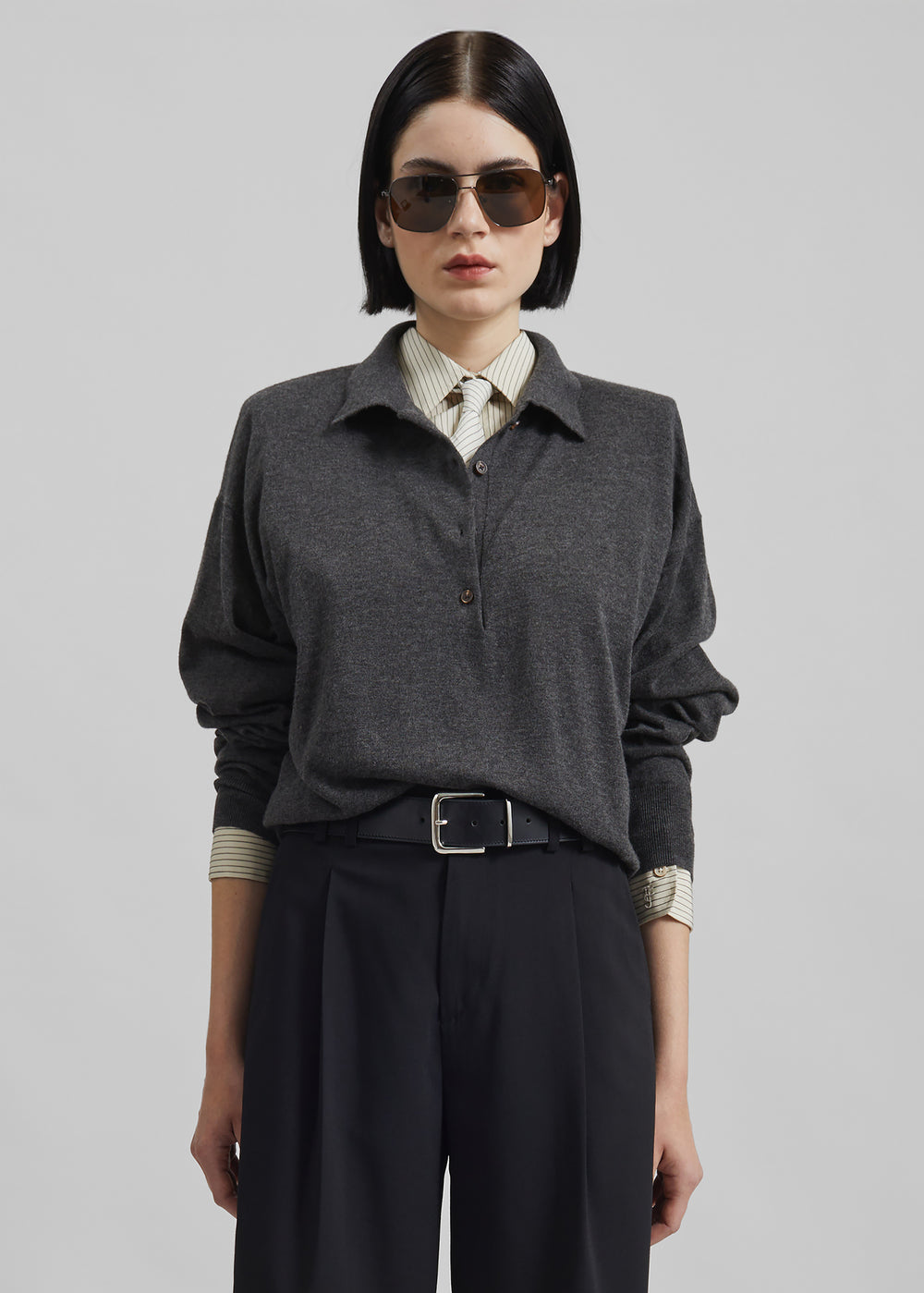 Croydon Padded Knit Polo - Grey