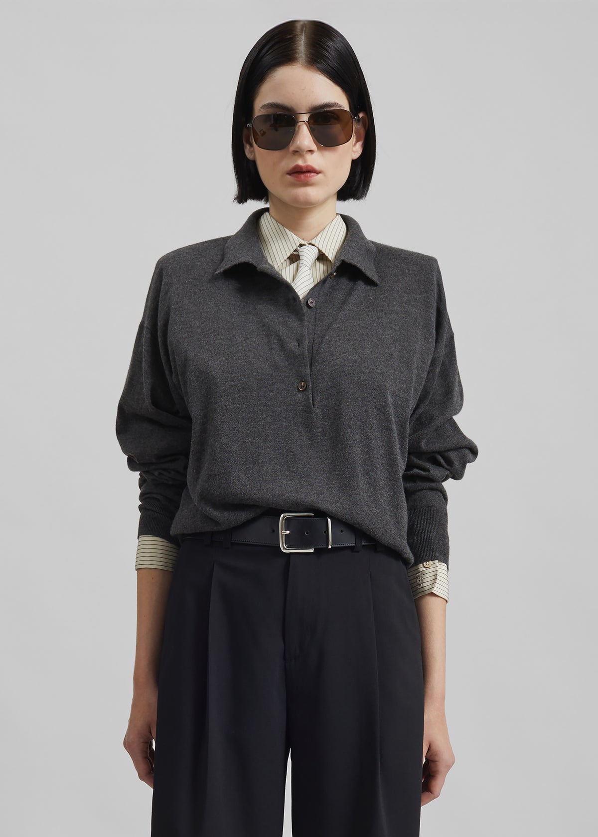 Croydon Padded Knit Polo - Grey - 1