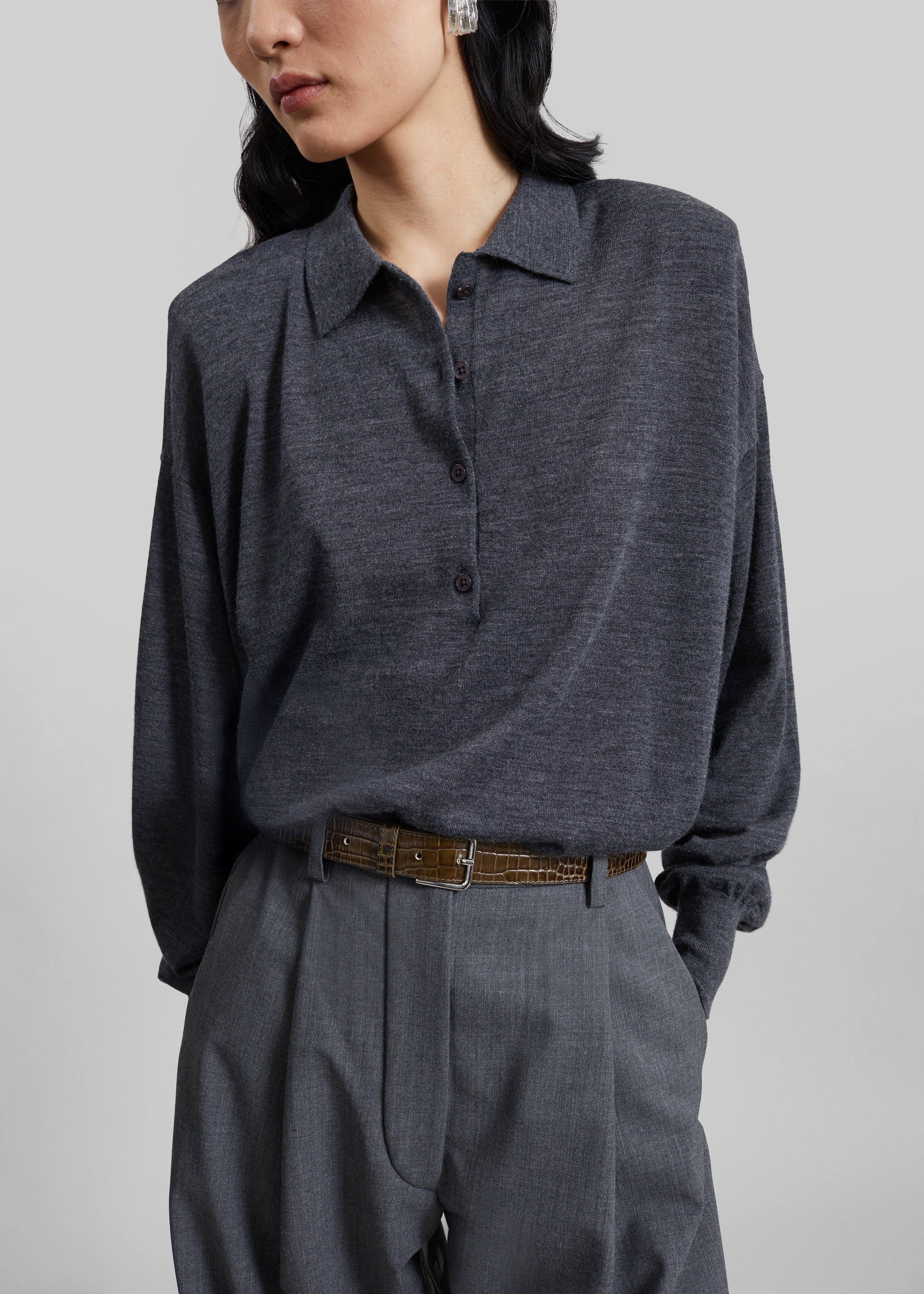 Croydon Padded Knit Polo - Grey - 5