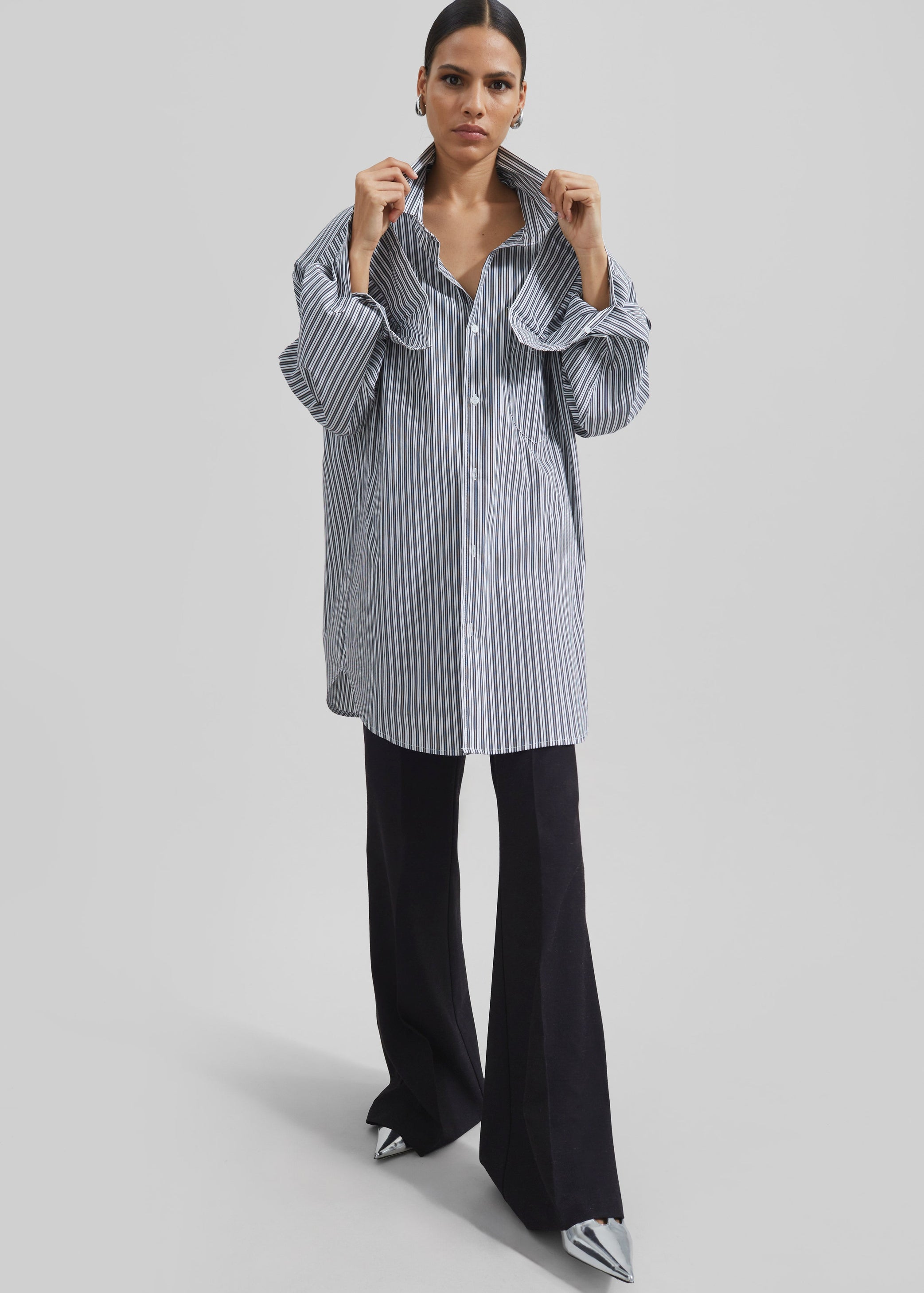 Shop the look image for Cyrus Button Up Shirt - Black/White Stripe