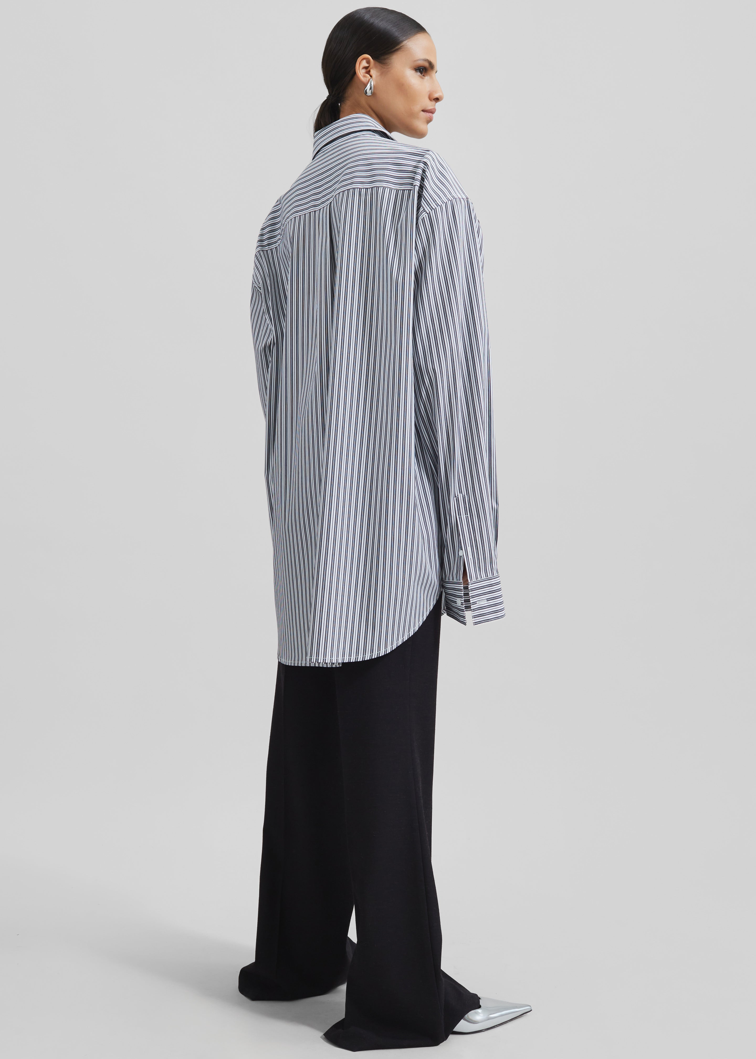 Cyrus Button Up Shirt - Black/White Stripe - 14