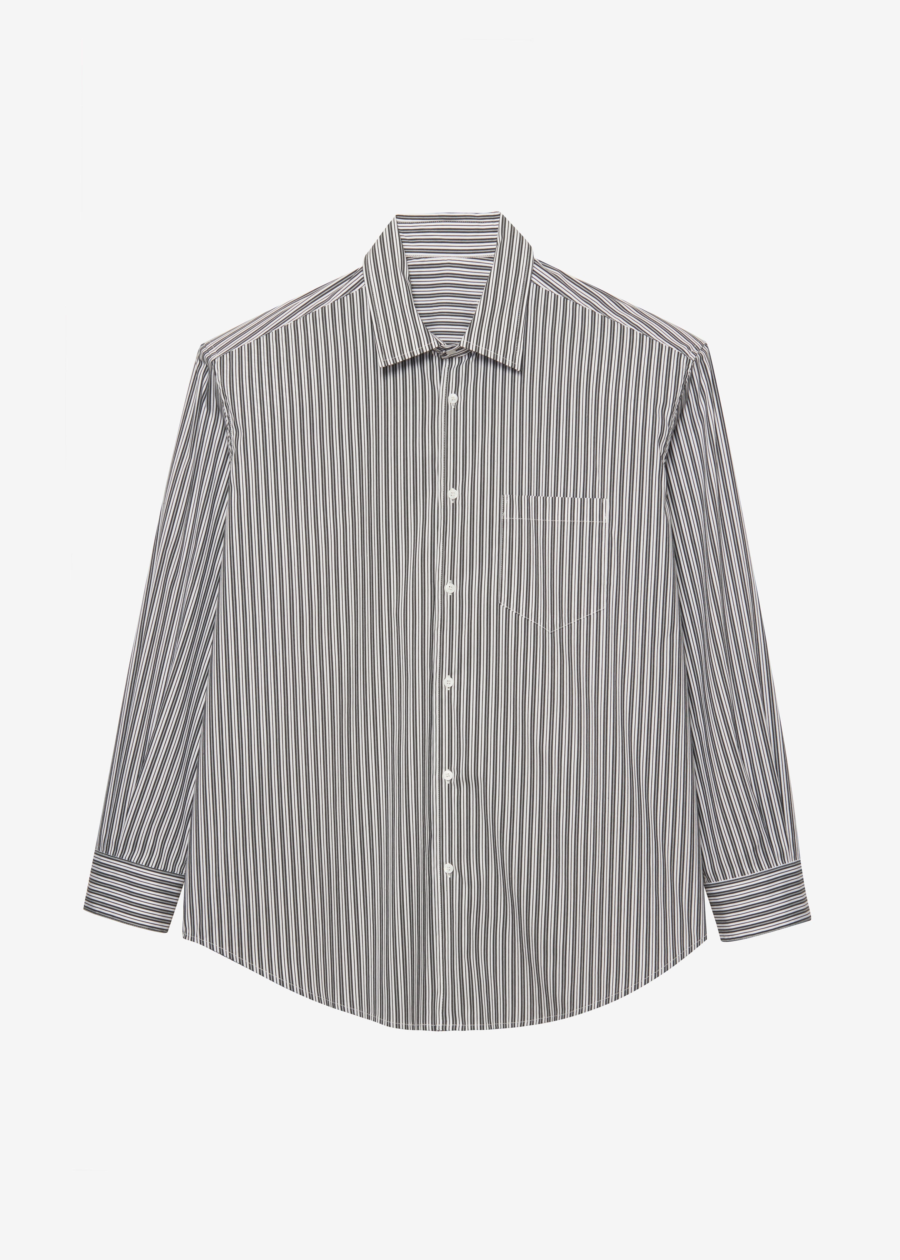 Cyrus Button Up Shirt - Black/White Stripe - 15