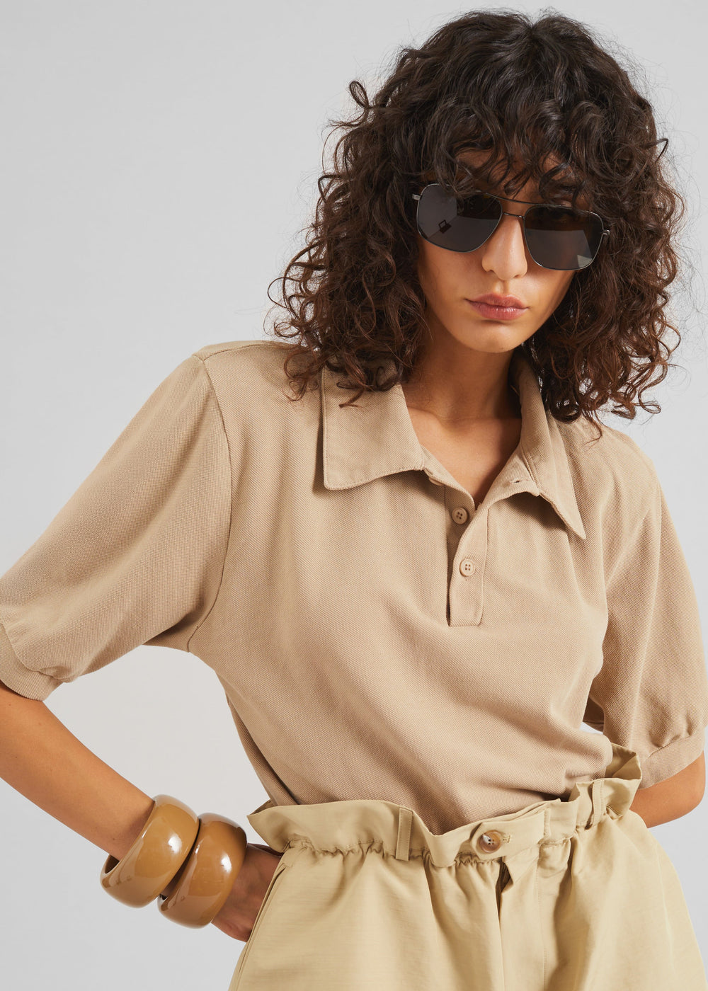 Dahlia Padded Polo - Beige