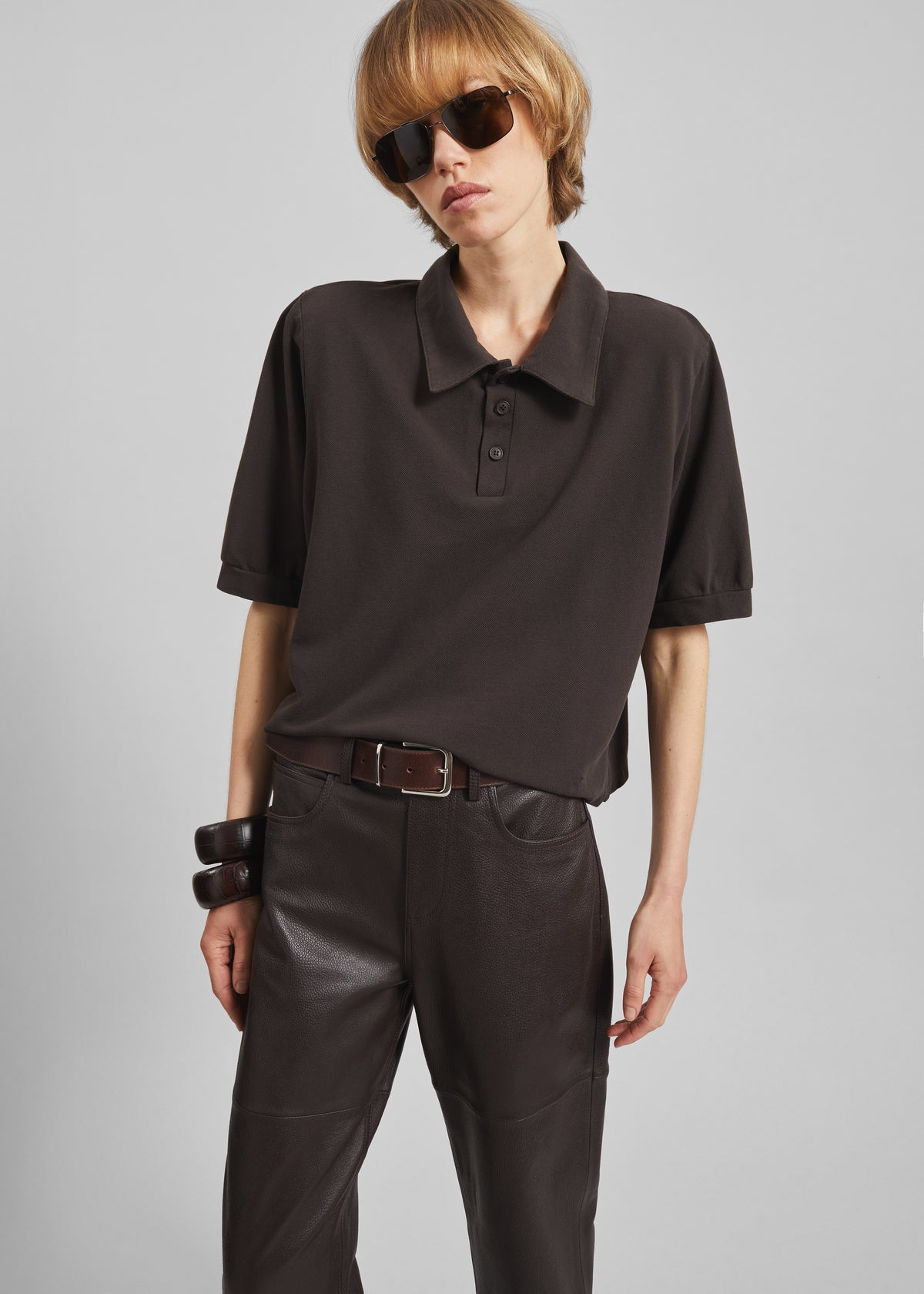 Dahlia Padded Polo - Brown - 1