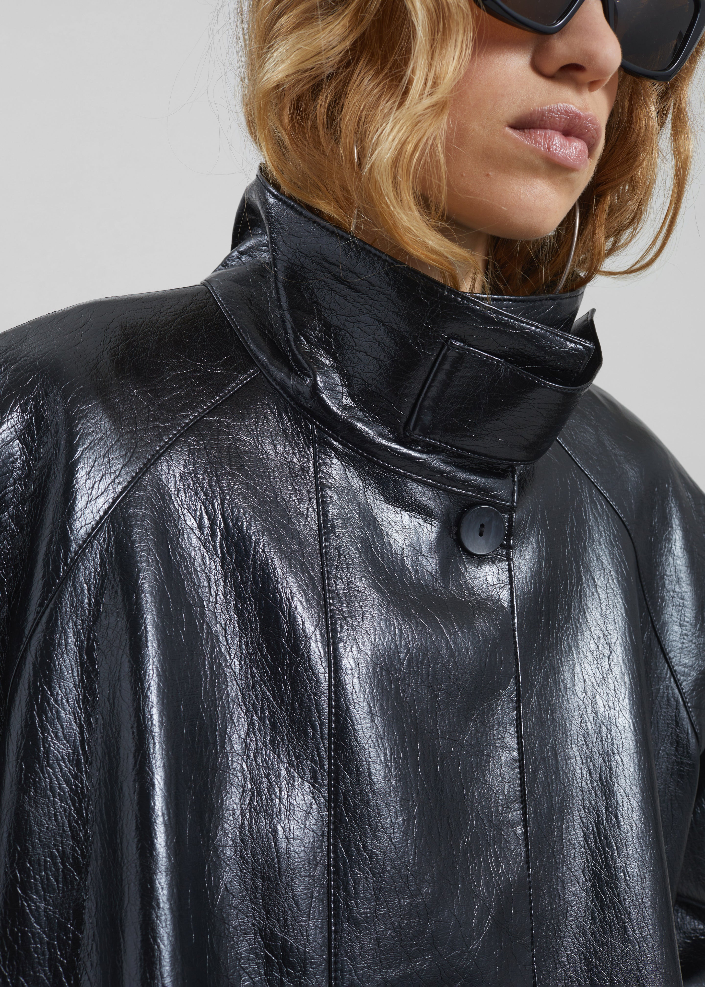 Dalaro Faux Leather Swing Jacket - Black – The Frankie Shop