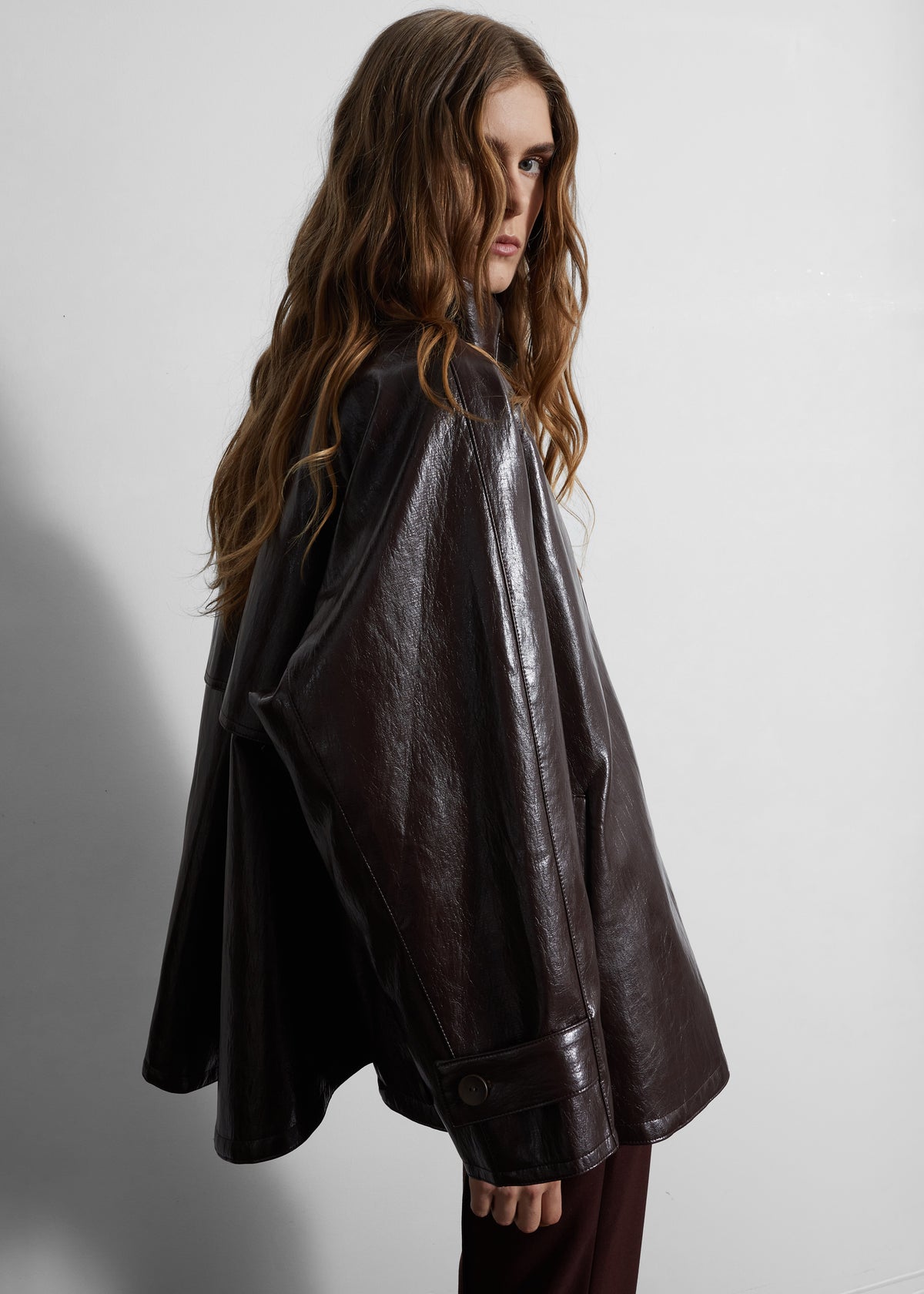 Dalaro Faux Leather Swing Jacket - Burgundy - 7