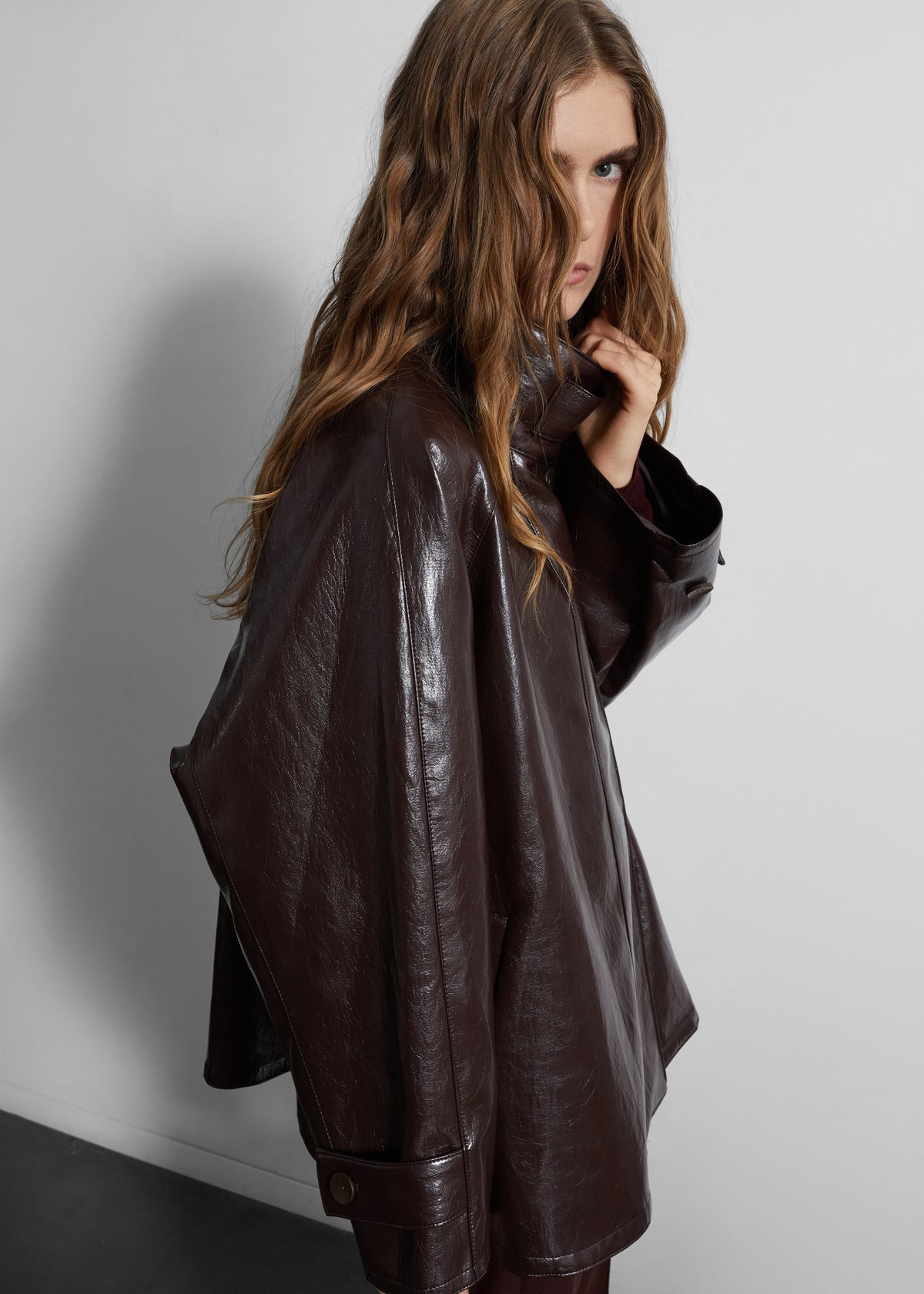 Dalaro Faux Leather Swing Jacket - Burgundy - 3