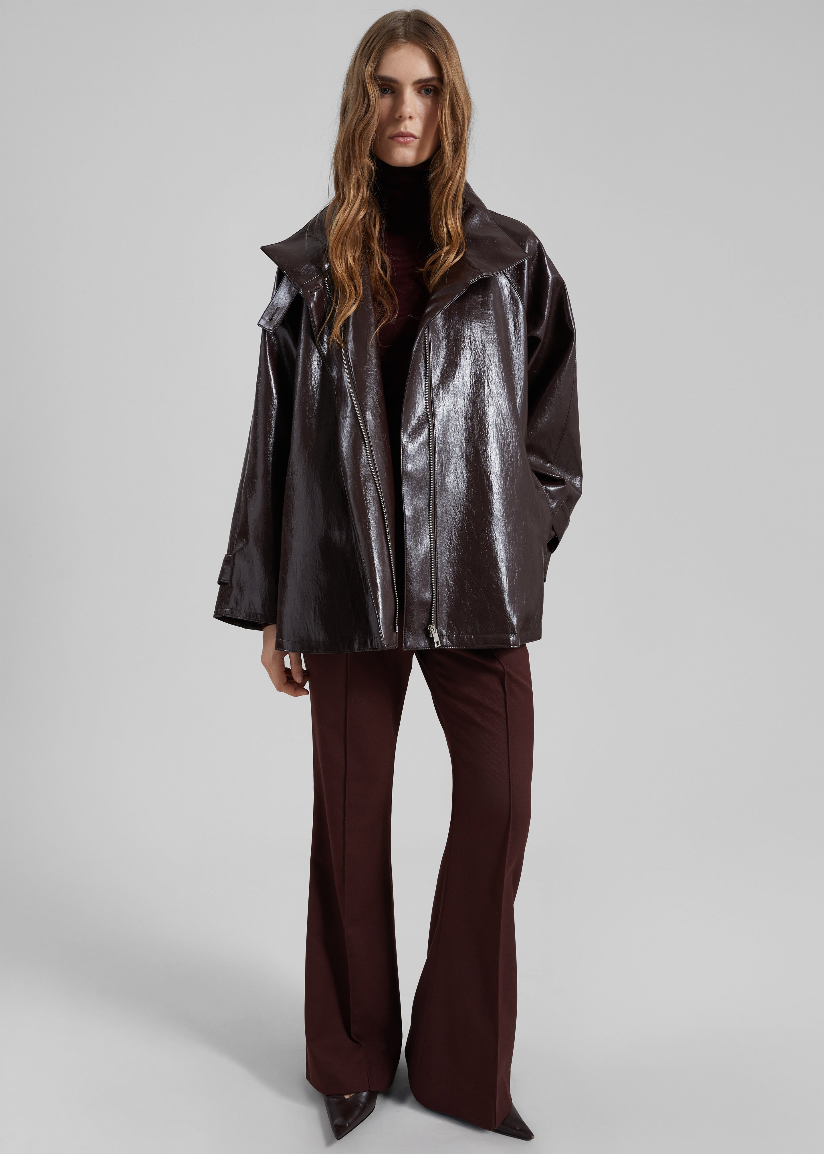Dalaro Faux Leather Swing Jacket - Burgundy – The Frankie Shop