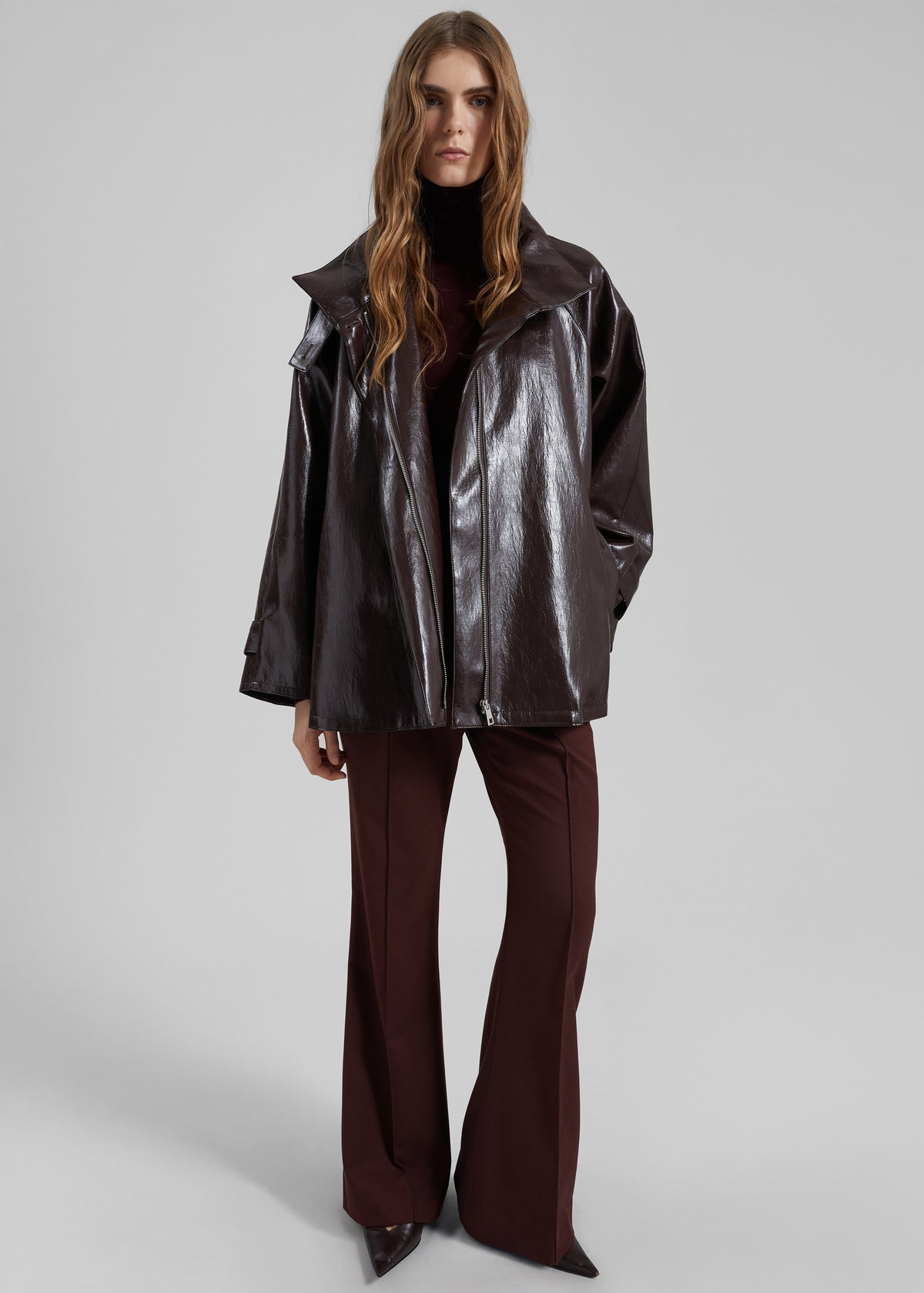 Dalaro Faux Leather Swing Jacket - Burgundy - 6