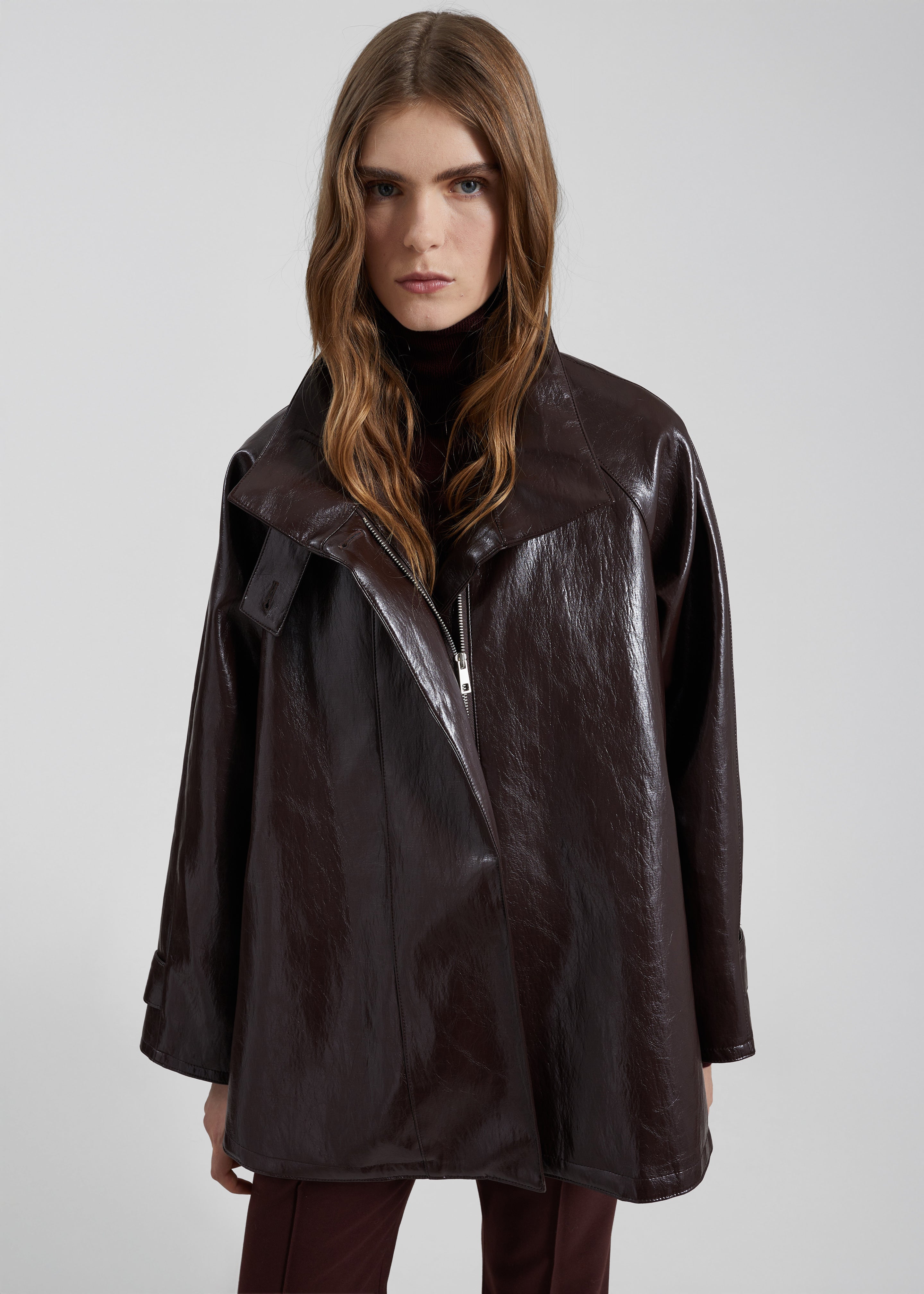 Dalaro Faux Leather Swing Jacket - Burgundy - 4