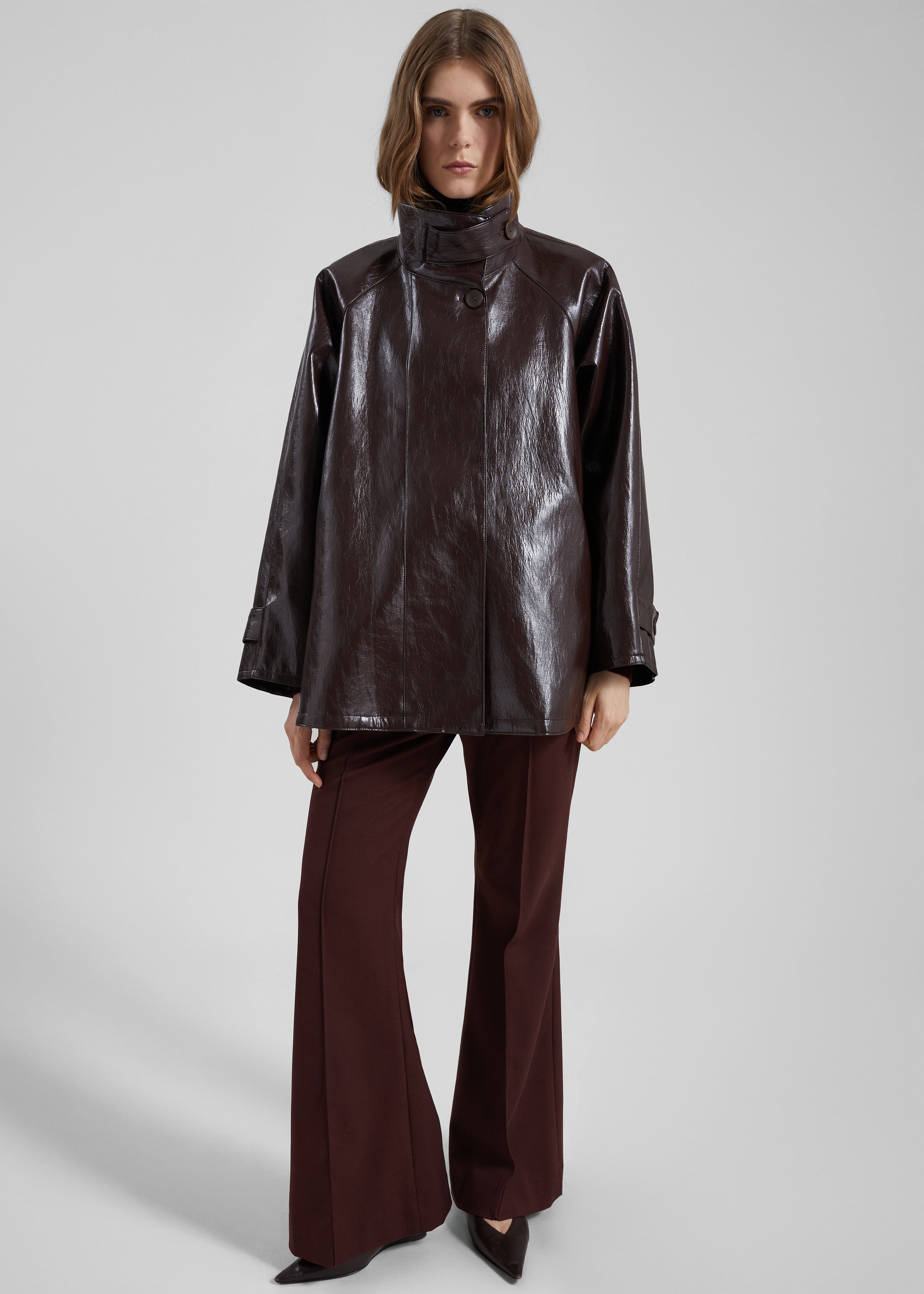 Dalaro Faux Leather Swing Jacket - Burgundy - 2