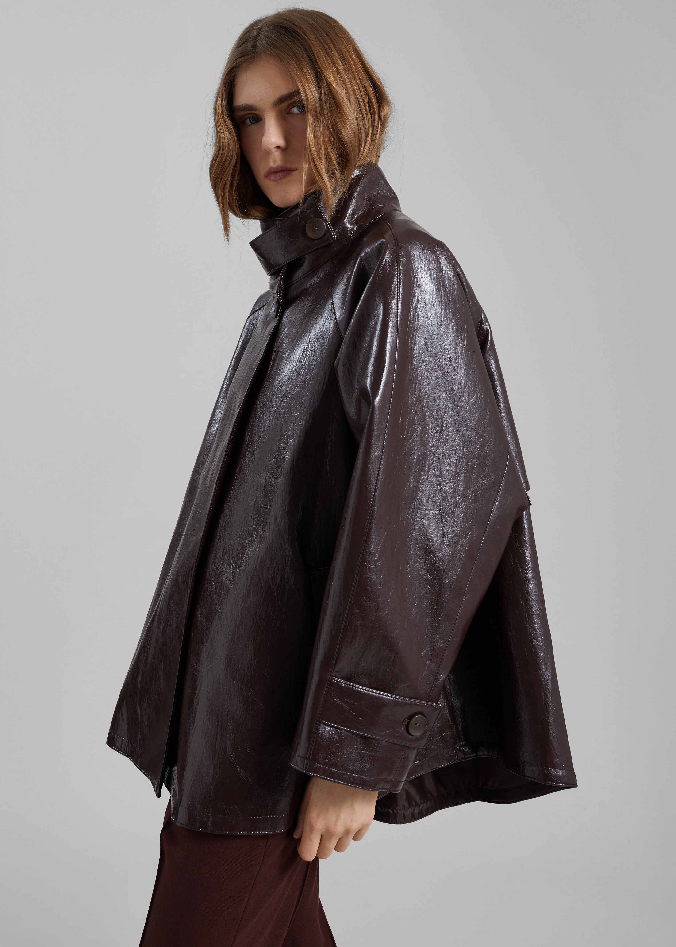 Dalaro Faux Leather Swing Jacket - Burgundy - 9