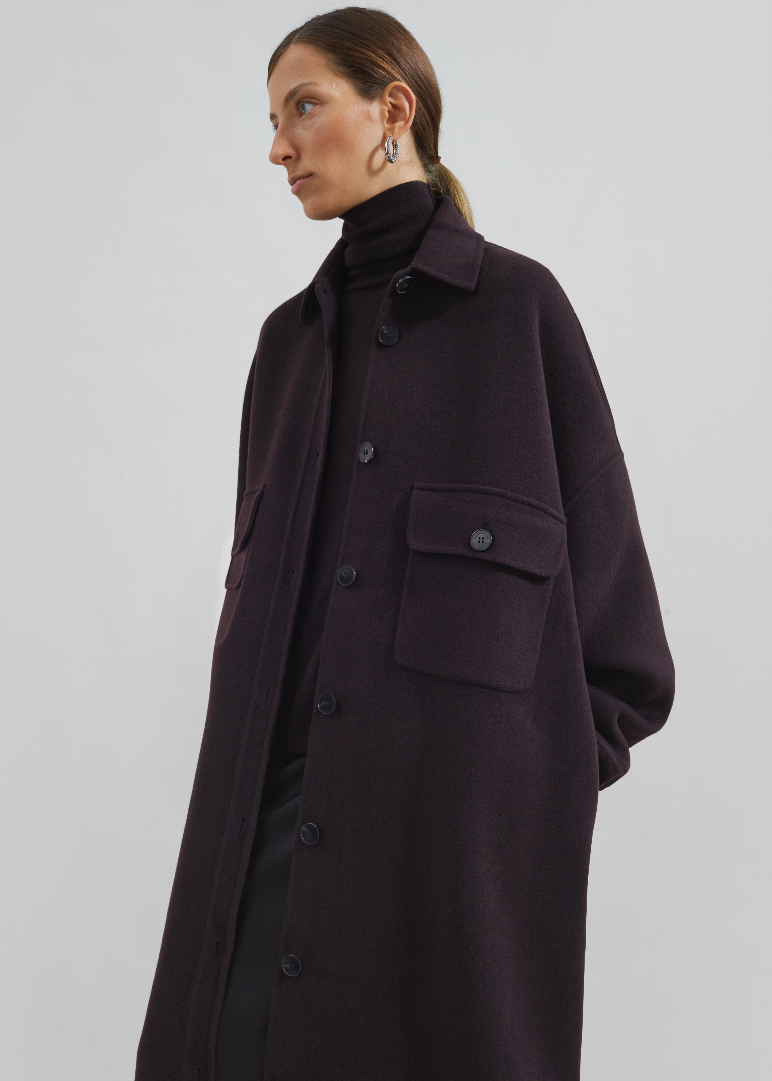 Dallas Wool Overcoat - Dark Plum - 3