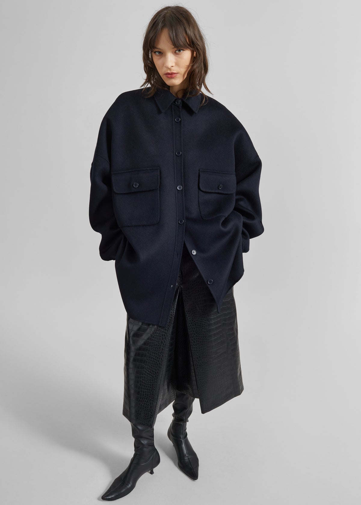 Dallas Wool Overshirt - Navy - 5